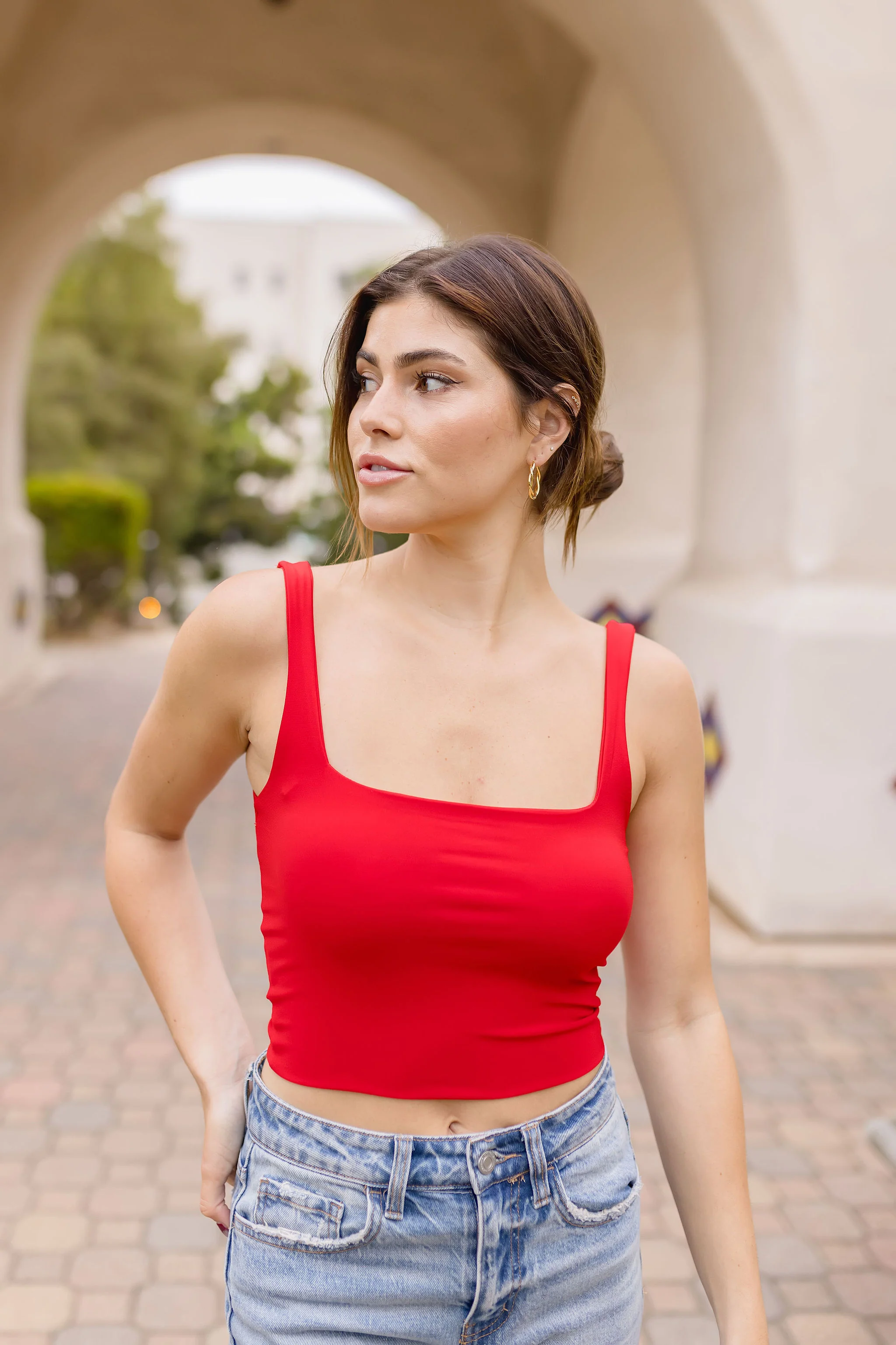 Sonia Sleeveless Crop Top Red