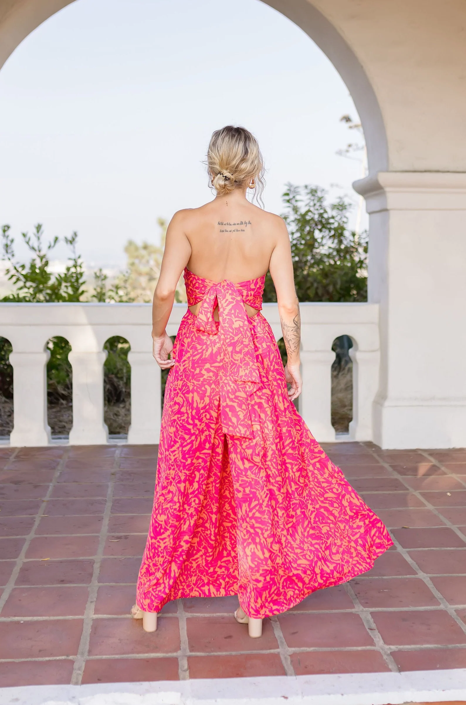 Francis Sleeveless Abstract Print Wide Leg Jumpsuit Red