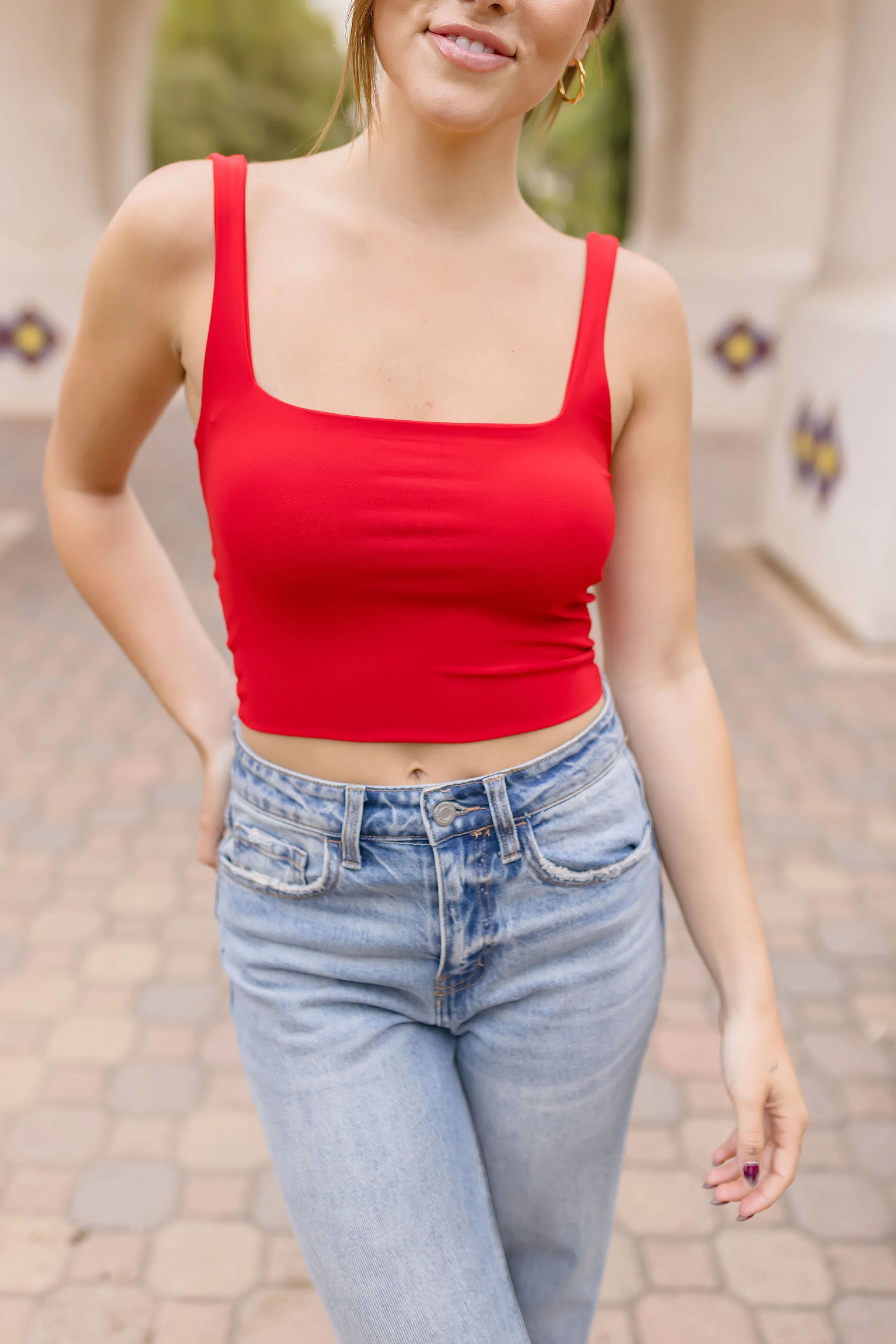 Sonia Sleeveless Crop Top Red