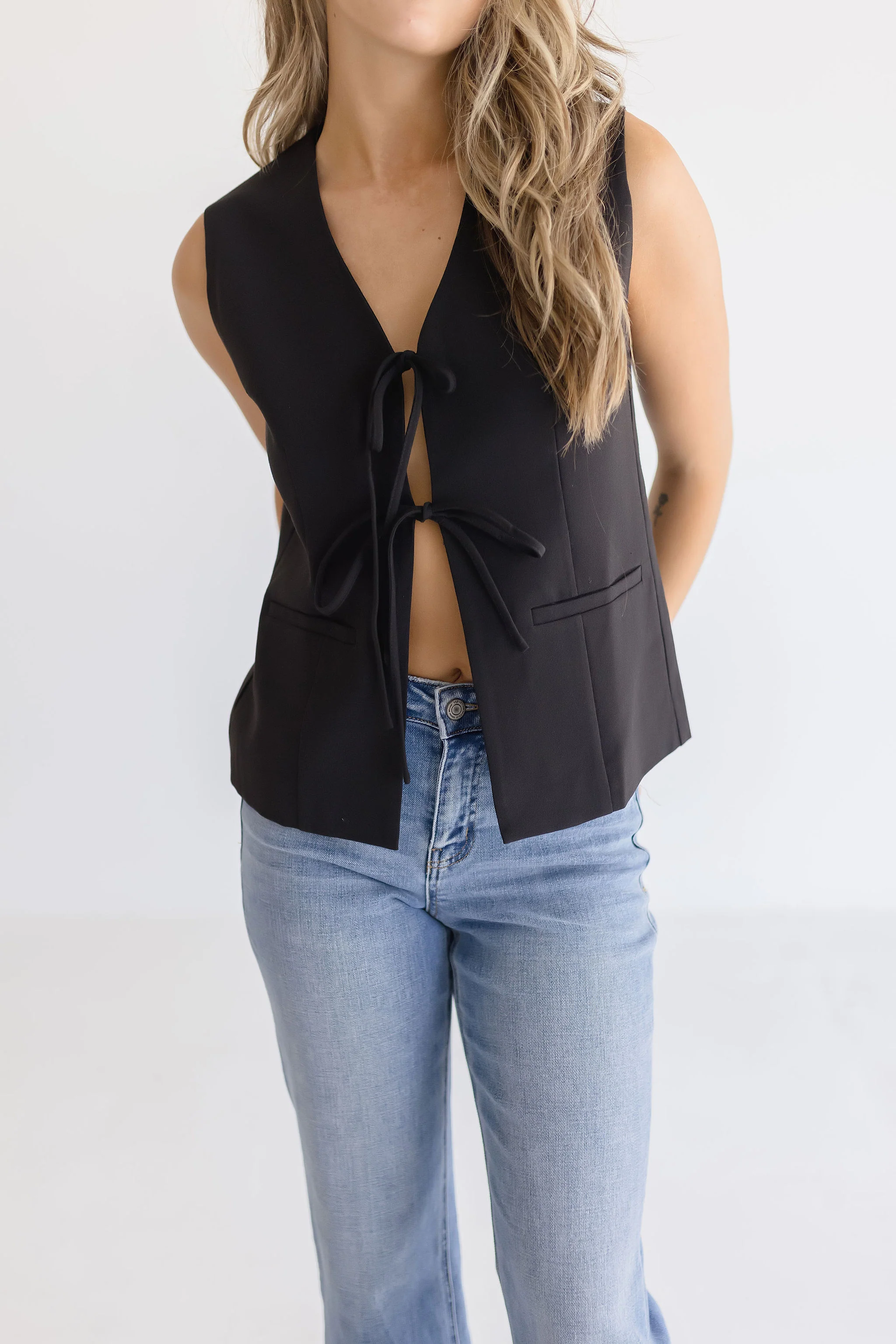 Brisa Bow Tie Vest Black