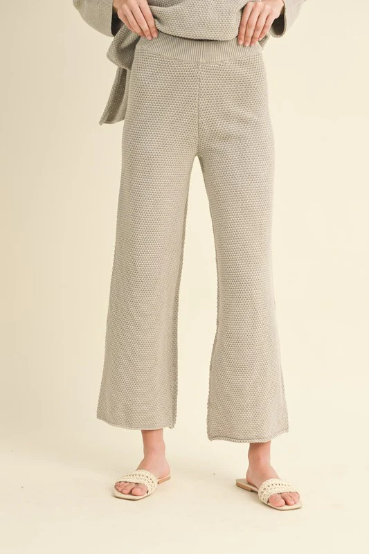 Waitlist 10/16 ♥ Camila Long Sleeve Waffle Knit Sweater Top And Pants Set Grey