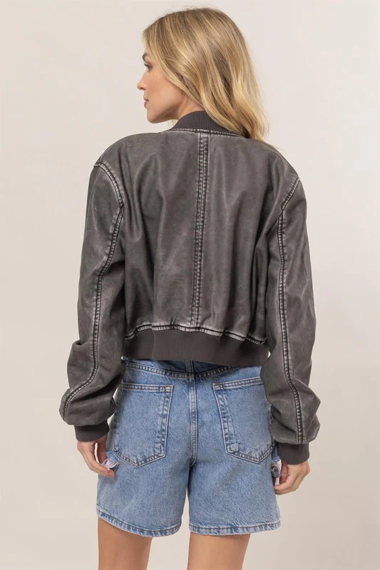 Waitlist 9/10 ♥ Vanessa Vegan Leather Bomber Jacket Black
