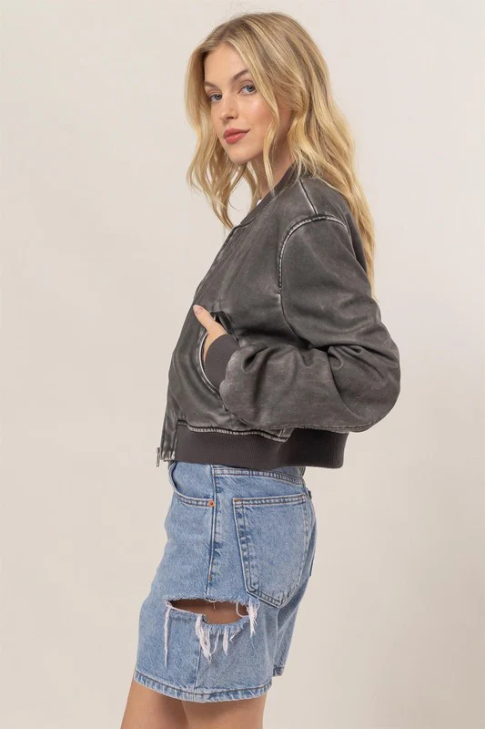 Waitlist 9/10 ♥ Vanessa Vegan Leather Bomber Jacket Black