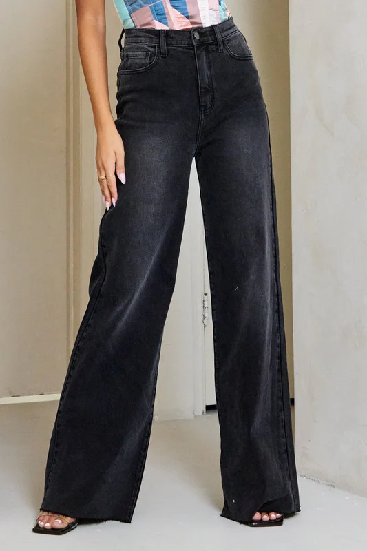 Annie High Rise Wide Leg Jeans Black