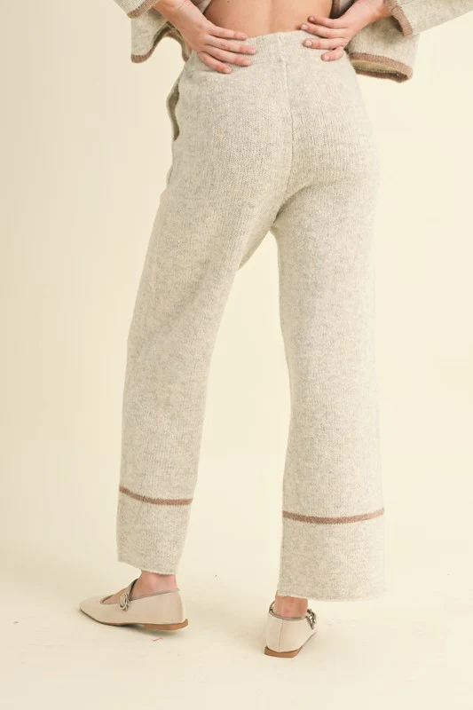 Waitlist 10/16 ♥ Ciara Long Sleeve Open Back Sweater Top And Pants Set Grey