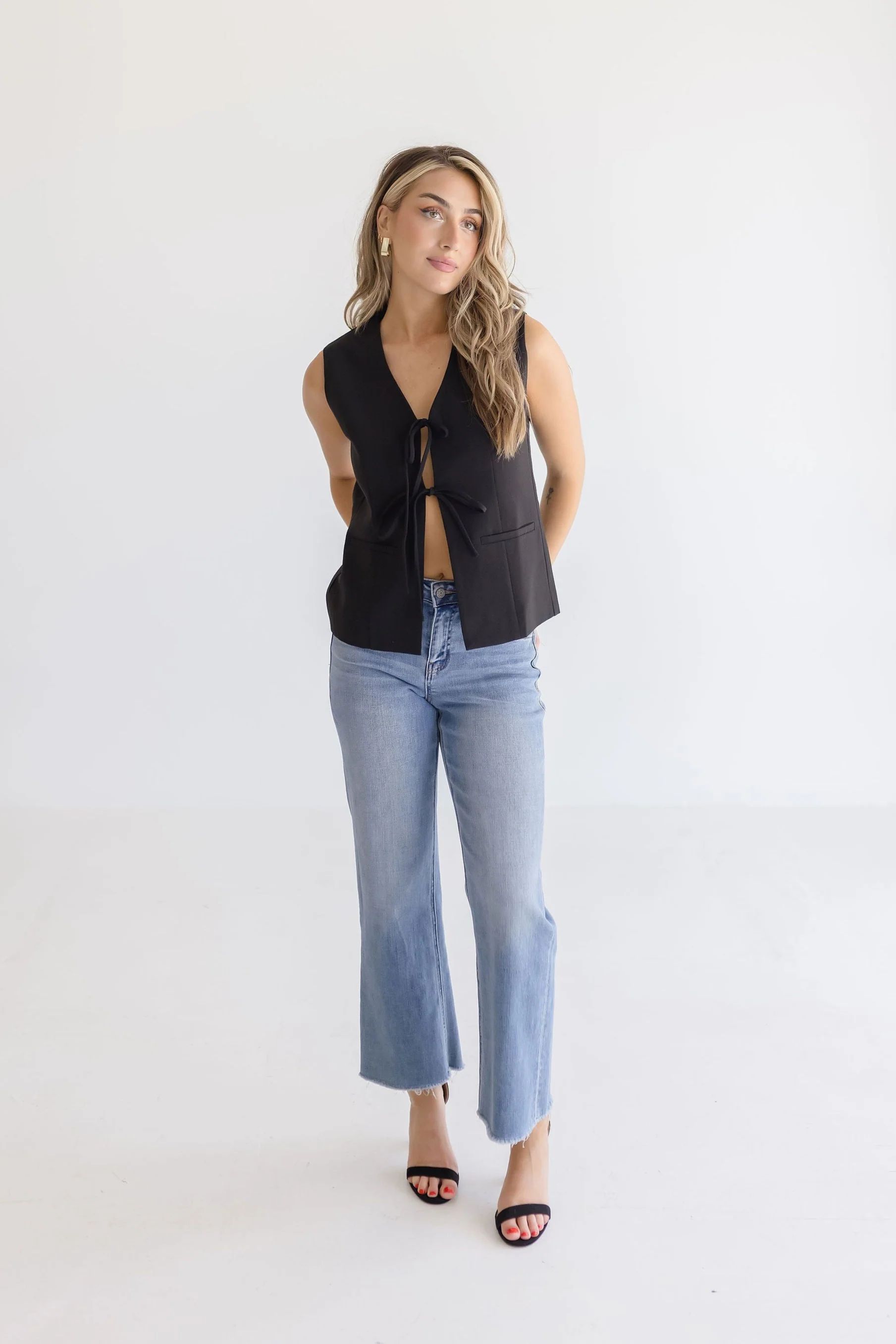 Brisa Bow Tie Vest Black