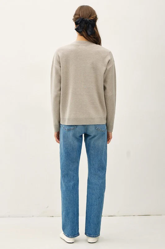 Laura Long Sleeve Button Down Knit Cardigan Slate