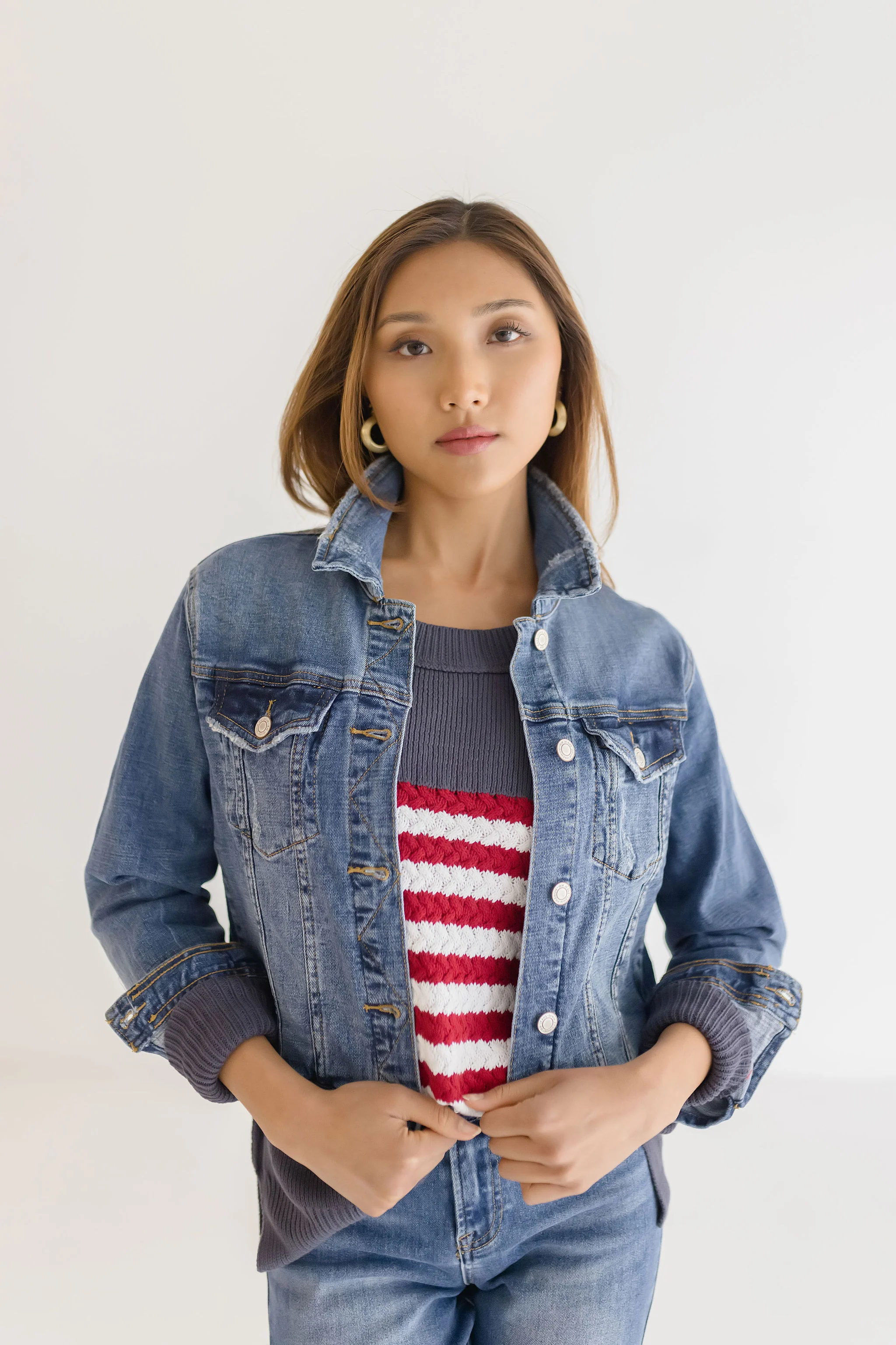 America Flag Print Sweater Top Navy