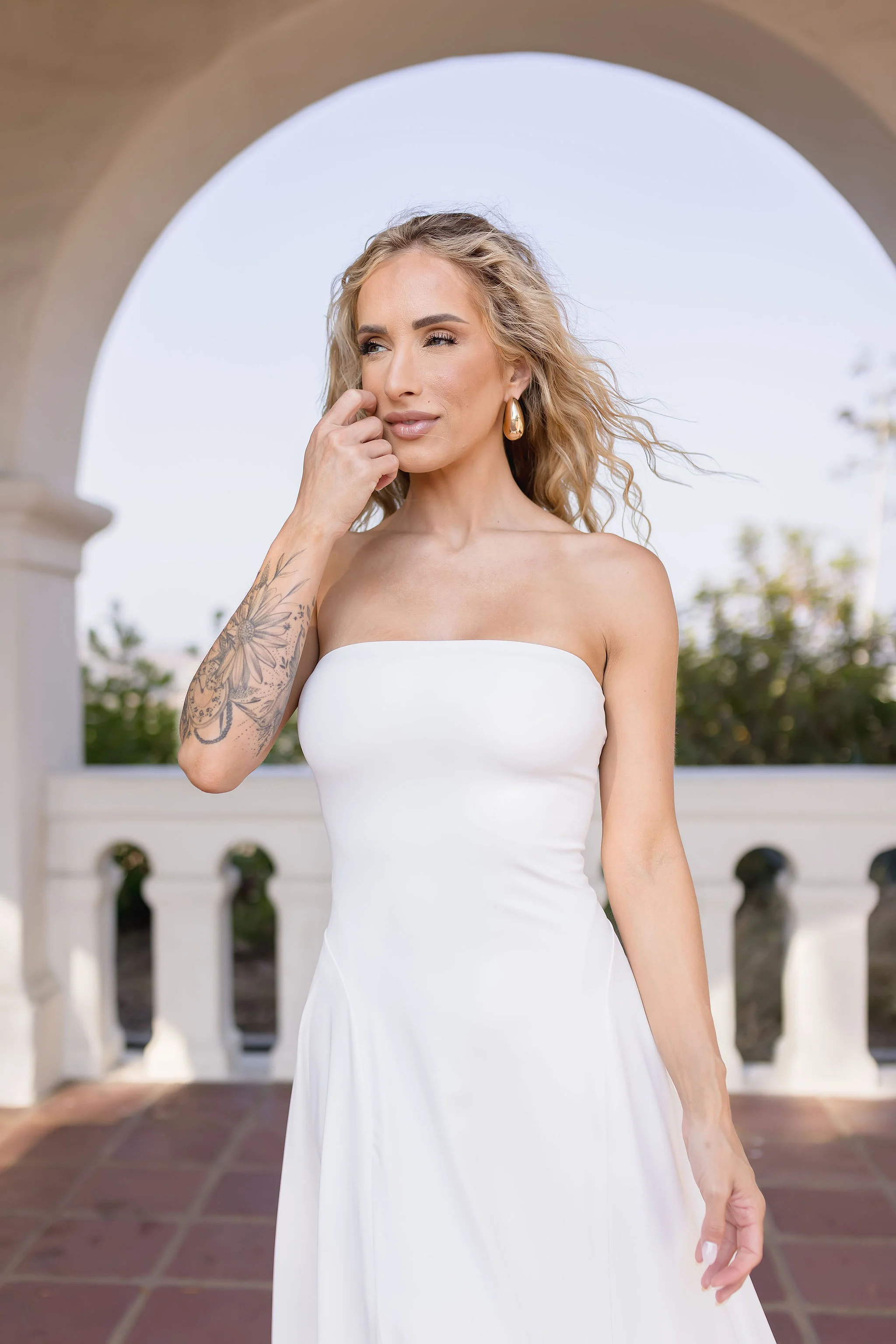 Sutton Sleeveless Stretch Linen High Low Maxi Dress White