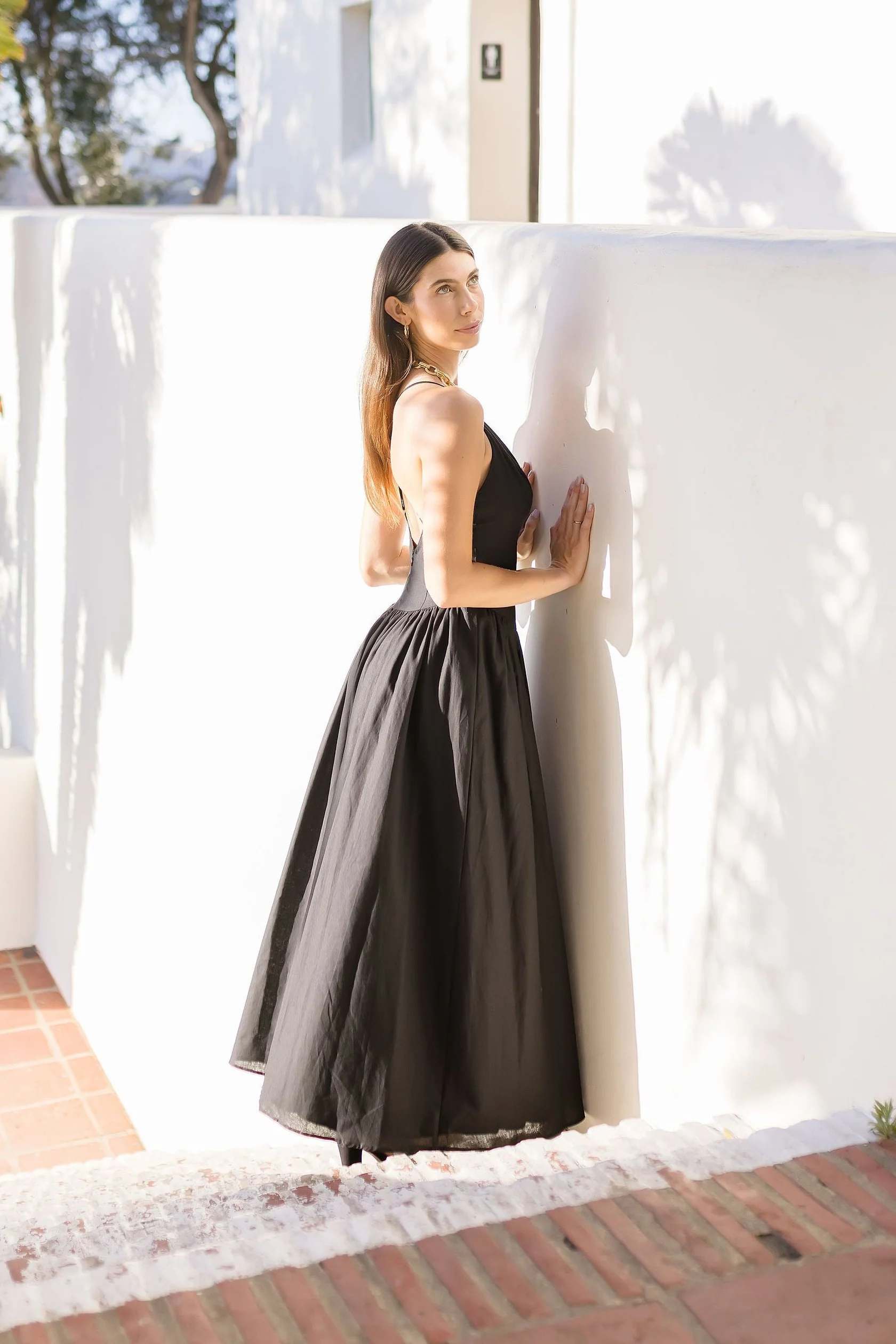 Francesca Sleeveless Cross Back Maxi Dress Black