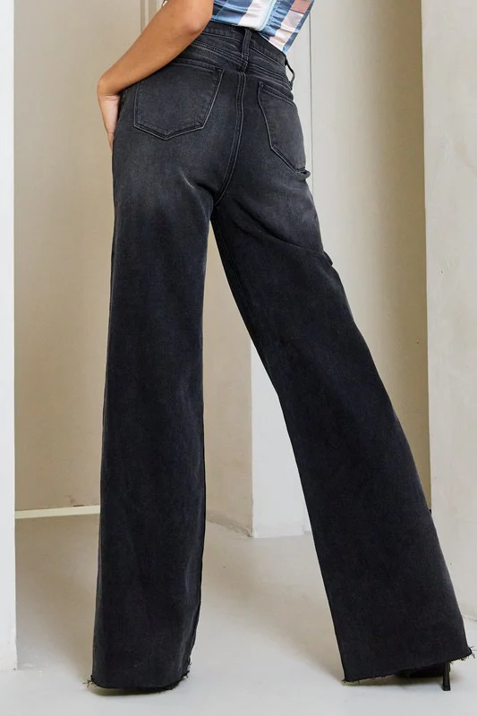 Annie High Rise Wide Leg Jeans Black