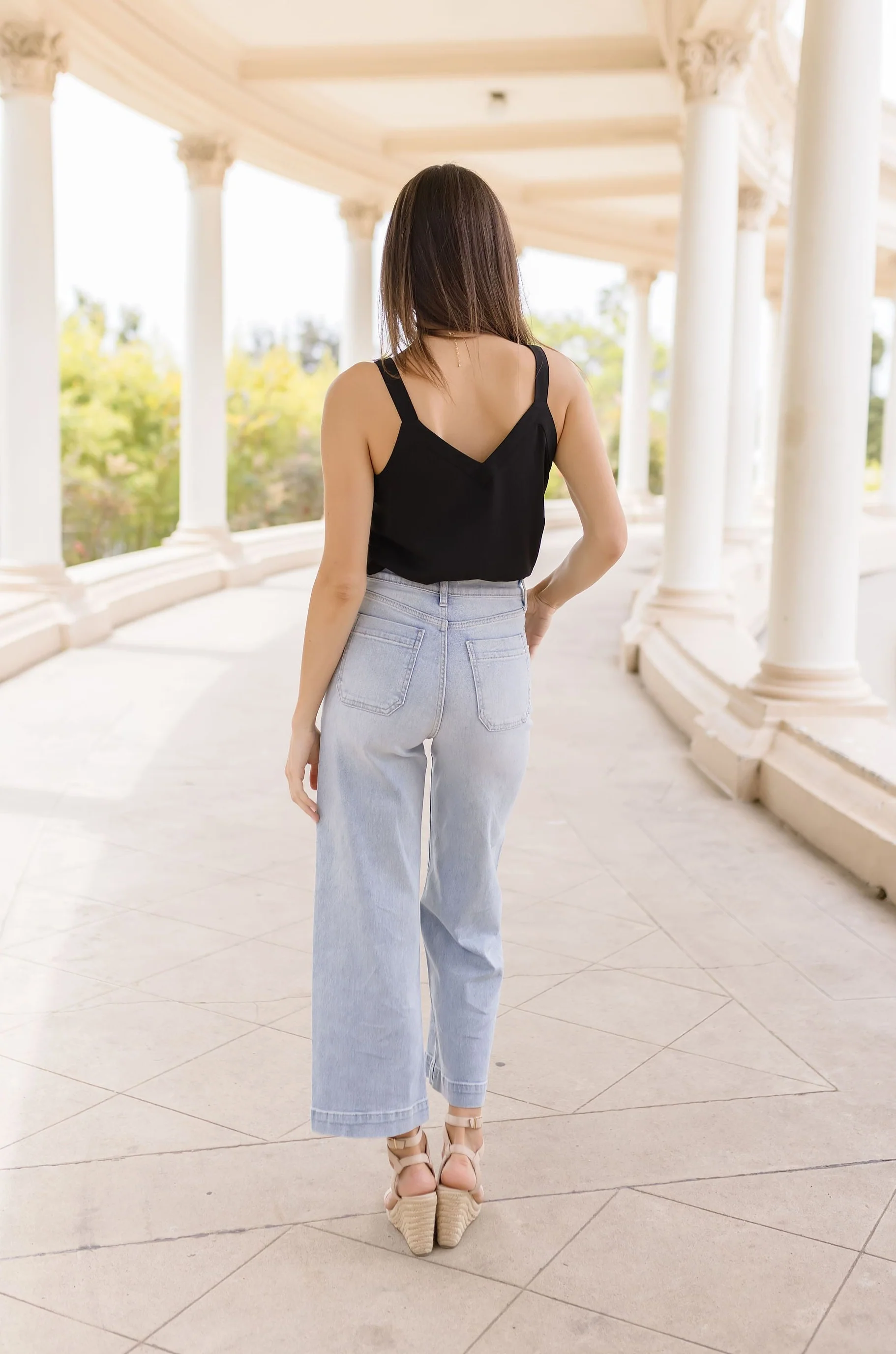 April Sleeveless V Neck Top Black