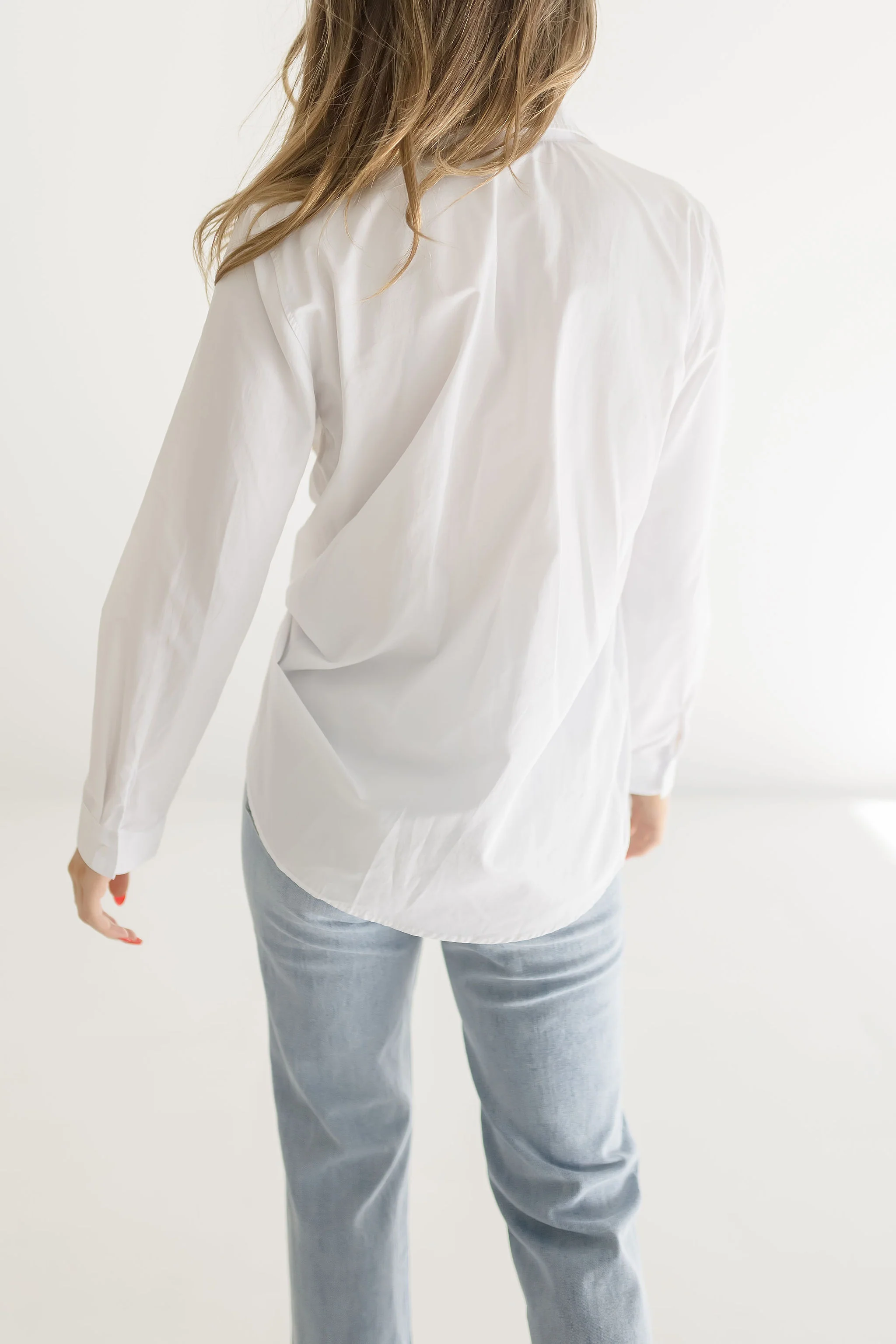 Shelly Long Sleeve Button Down Top White