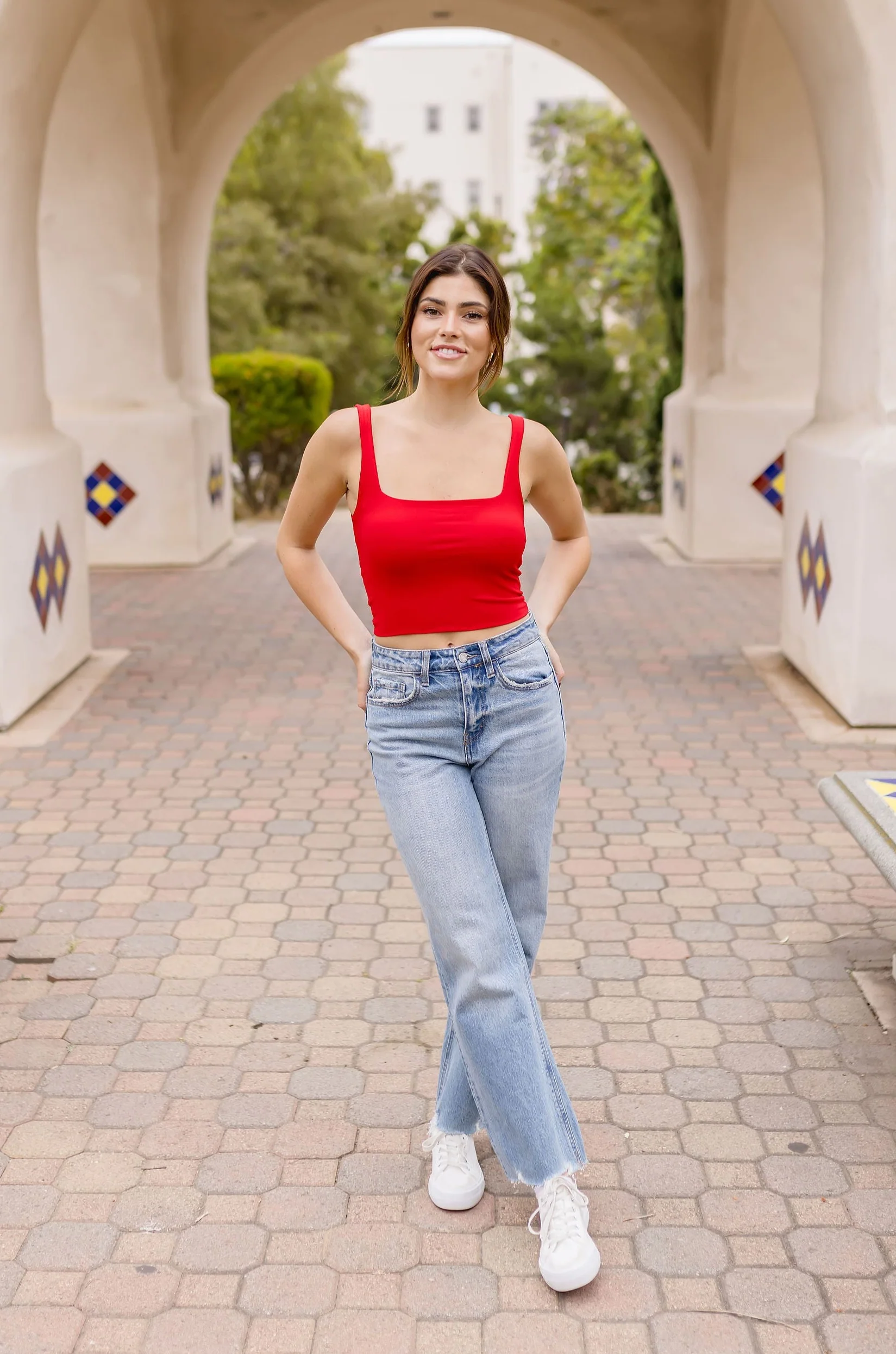 Sonia Sleeveless Crop Top Red