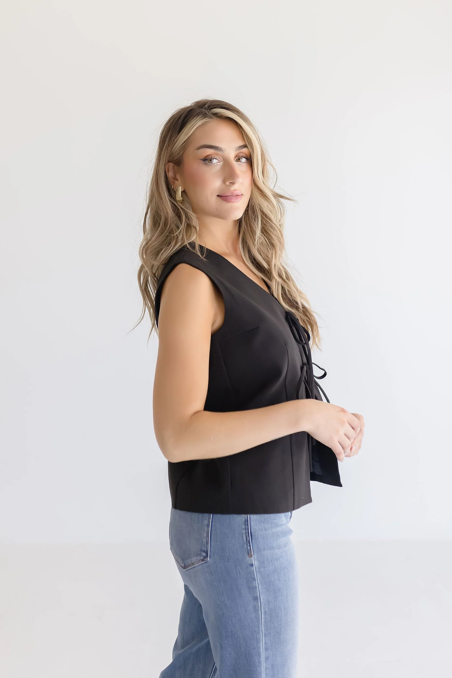 Brisa Bow Tie Vest Black