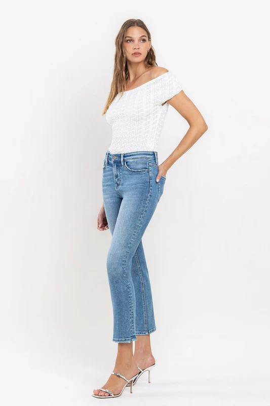 Hayden High Rise Crop Straight Leg Jeans Medium Wash