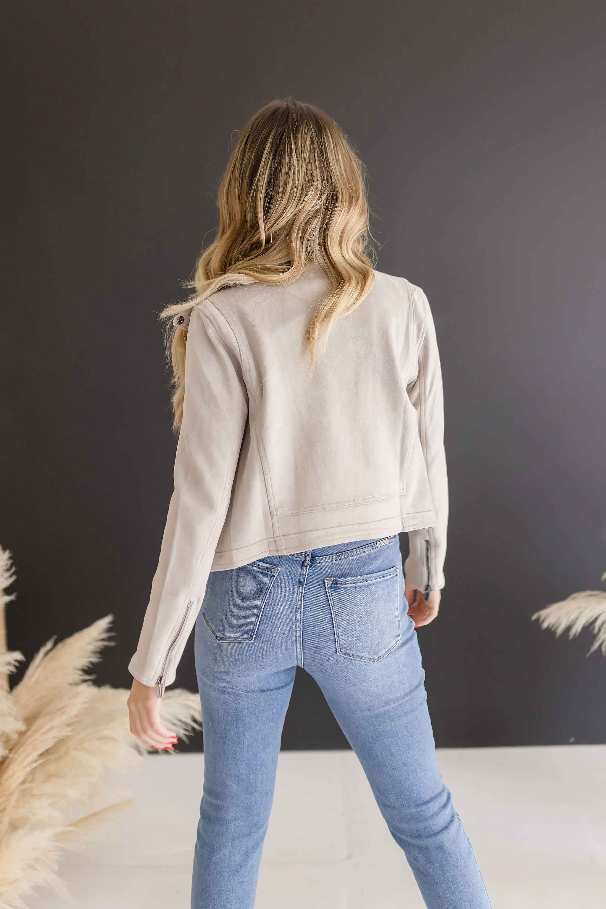 London Vegan Suede Lapel Jacket Beige