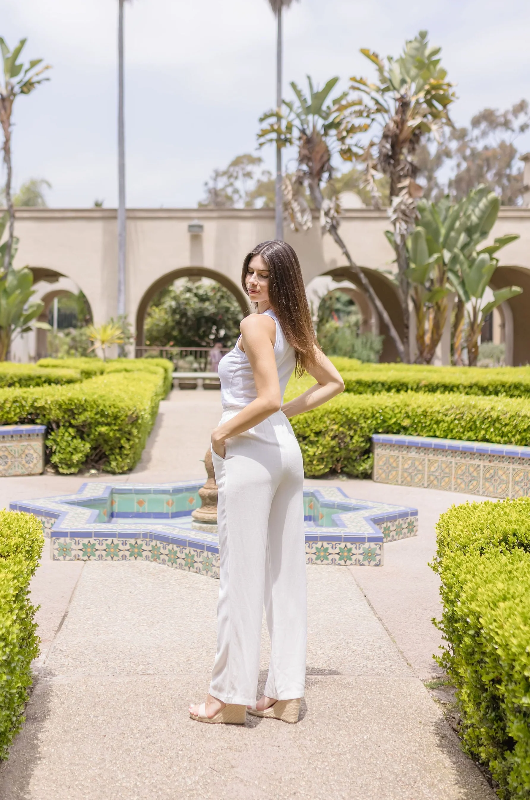 Janis Drawstring Linen Wide Leg Pants White