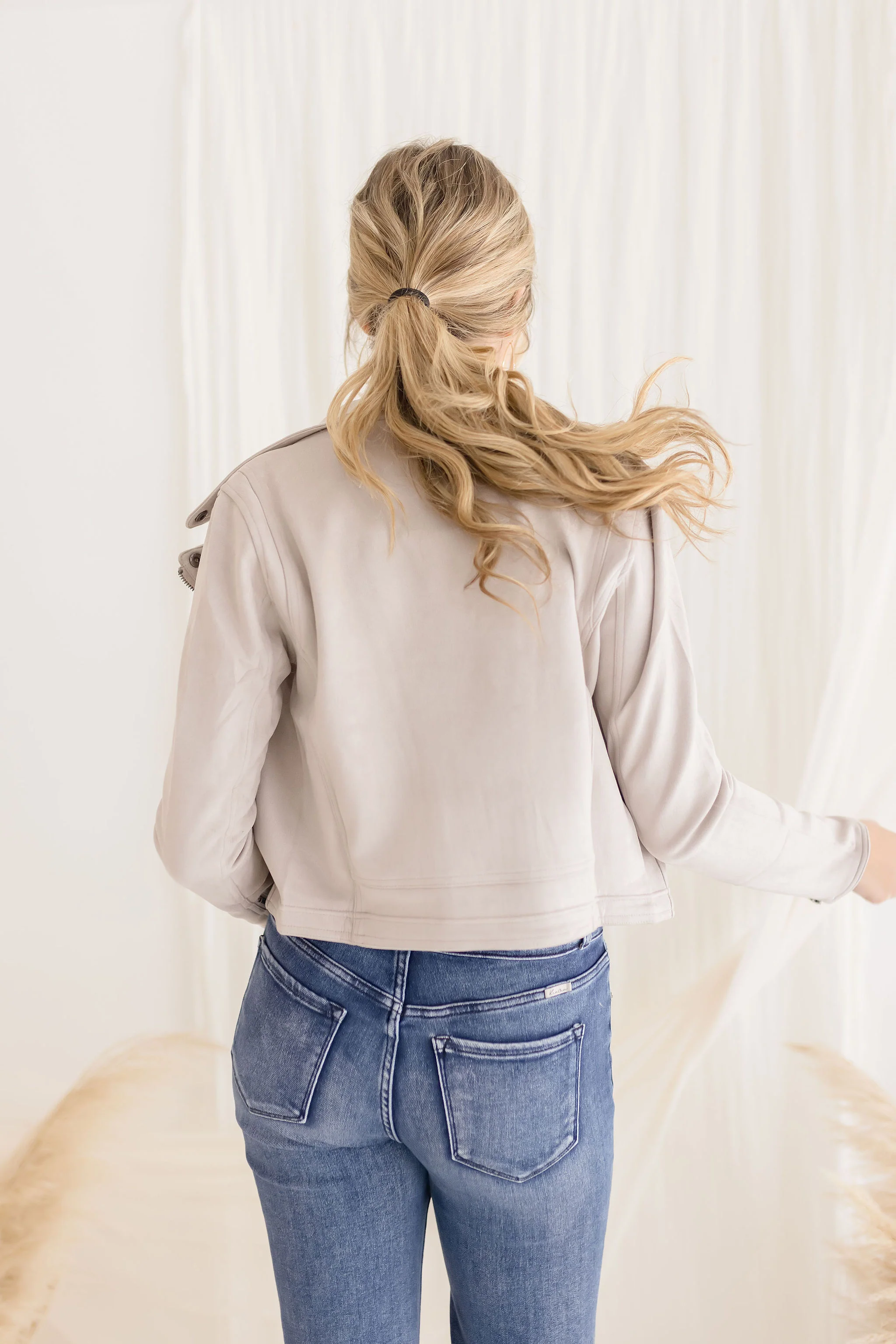 London Vegan Suede Lapel Jacket Beige