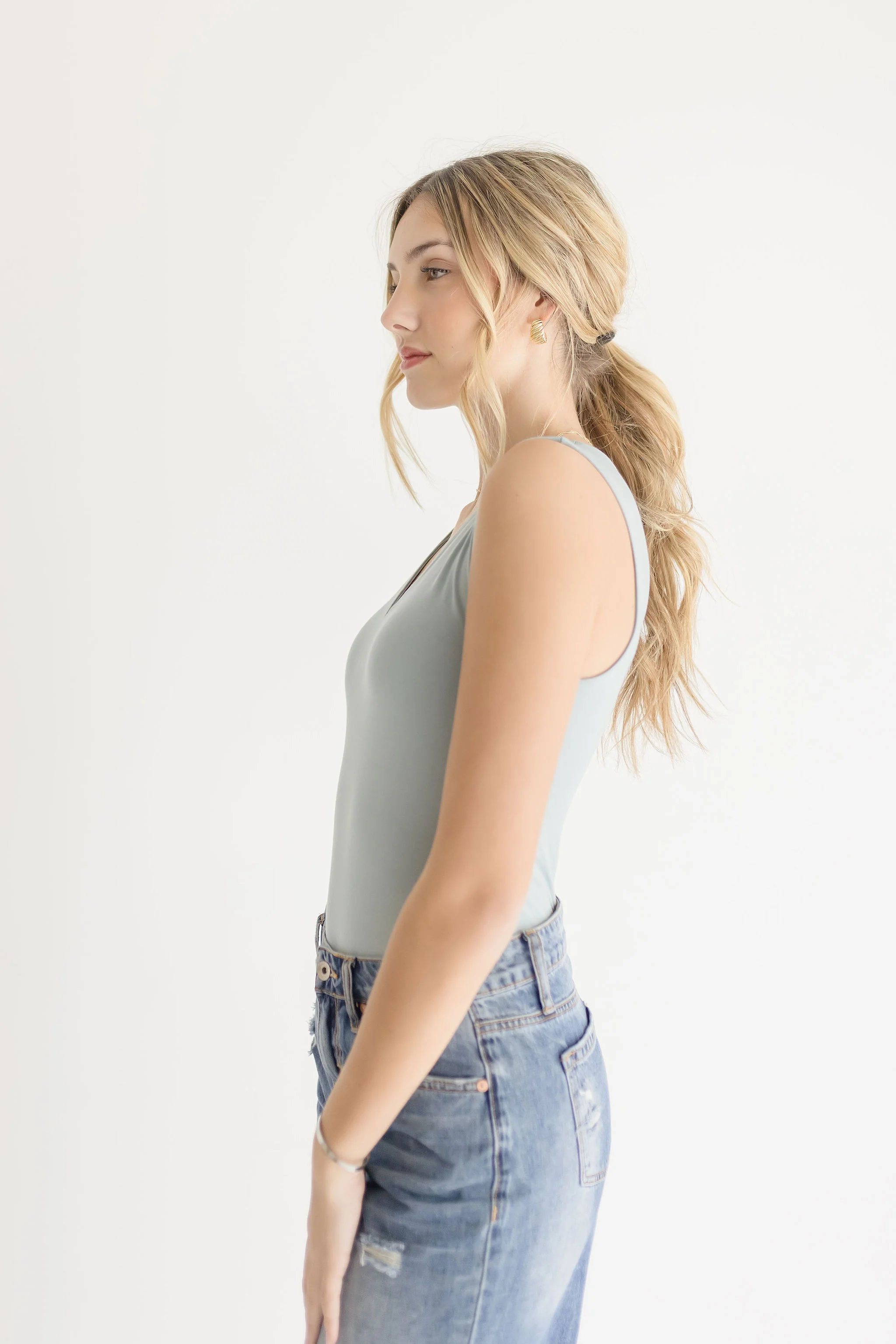 Jeanette Sleeveless Bodysuit Blue