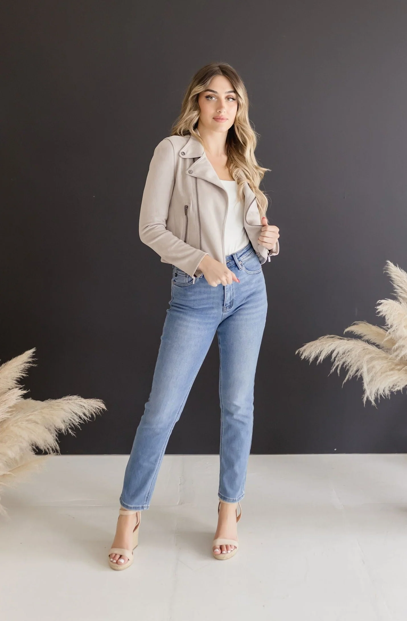 London Vegan Suede Lapel Jacket Beige