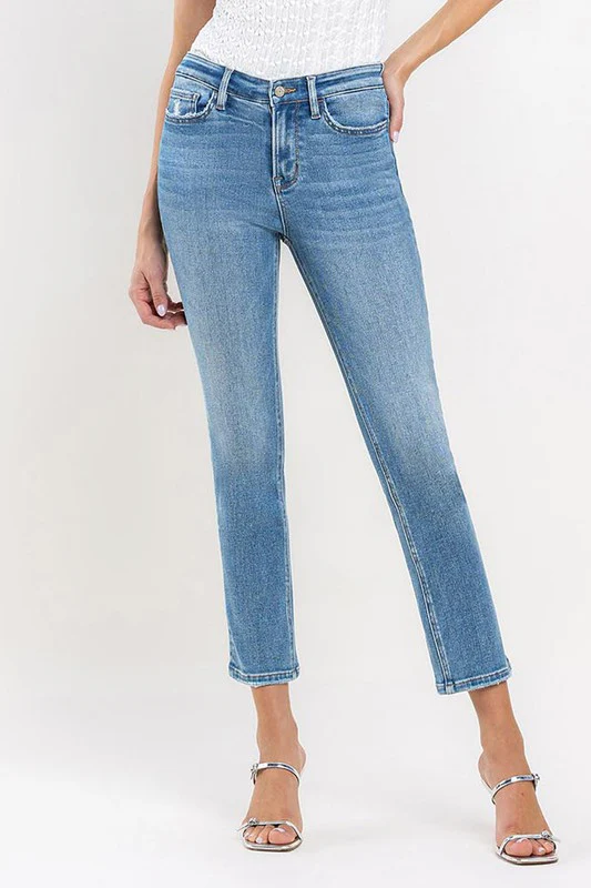 Hayden High Rise Crop Straight Leg Jeans Medium Wash