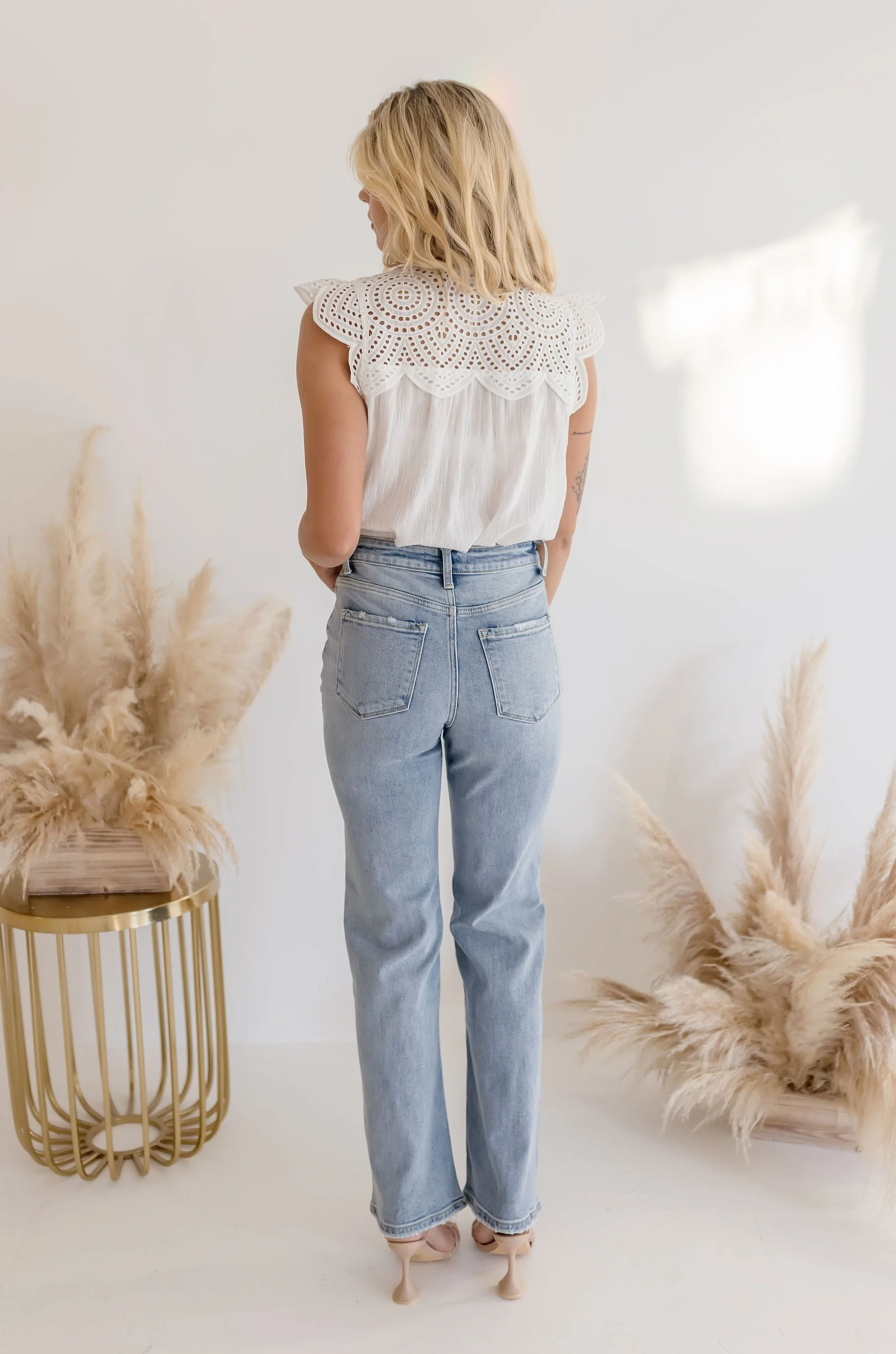 Keisha Embroidered Cap Sleeve Top White