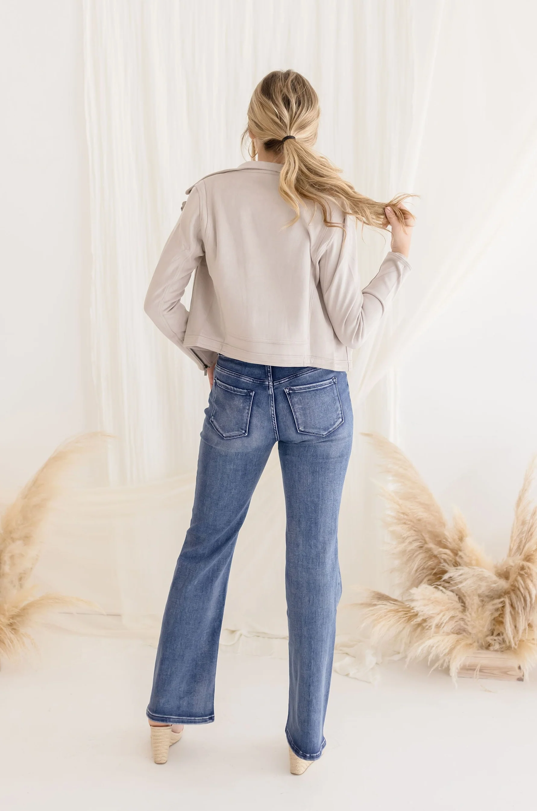 London Vegan Suede Lapel Jacket Beige