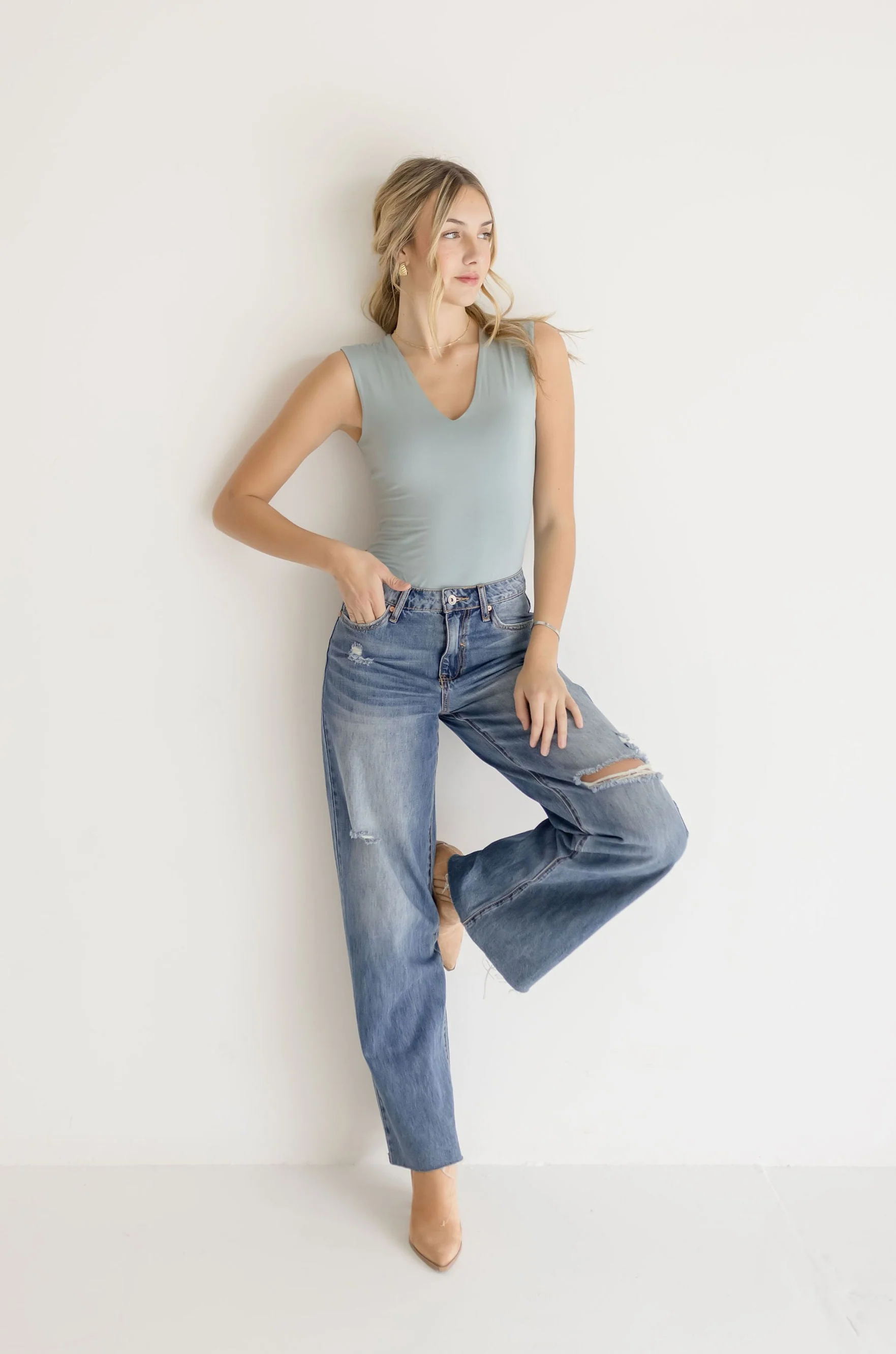 Jeanette Sleeveless Bodysuit Blue