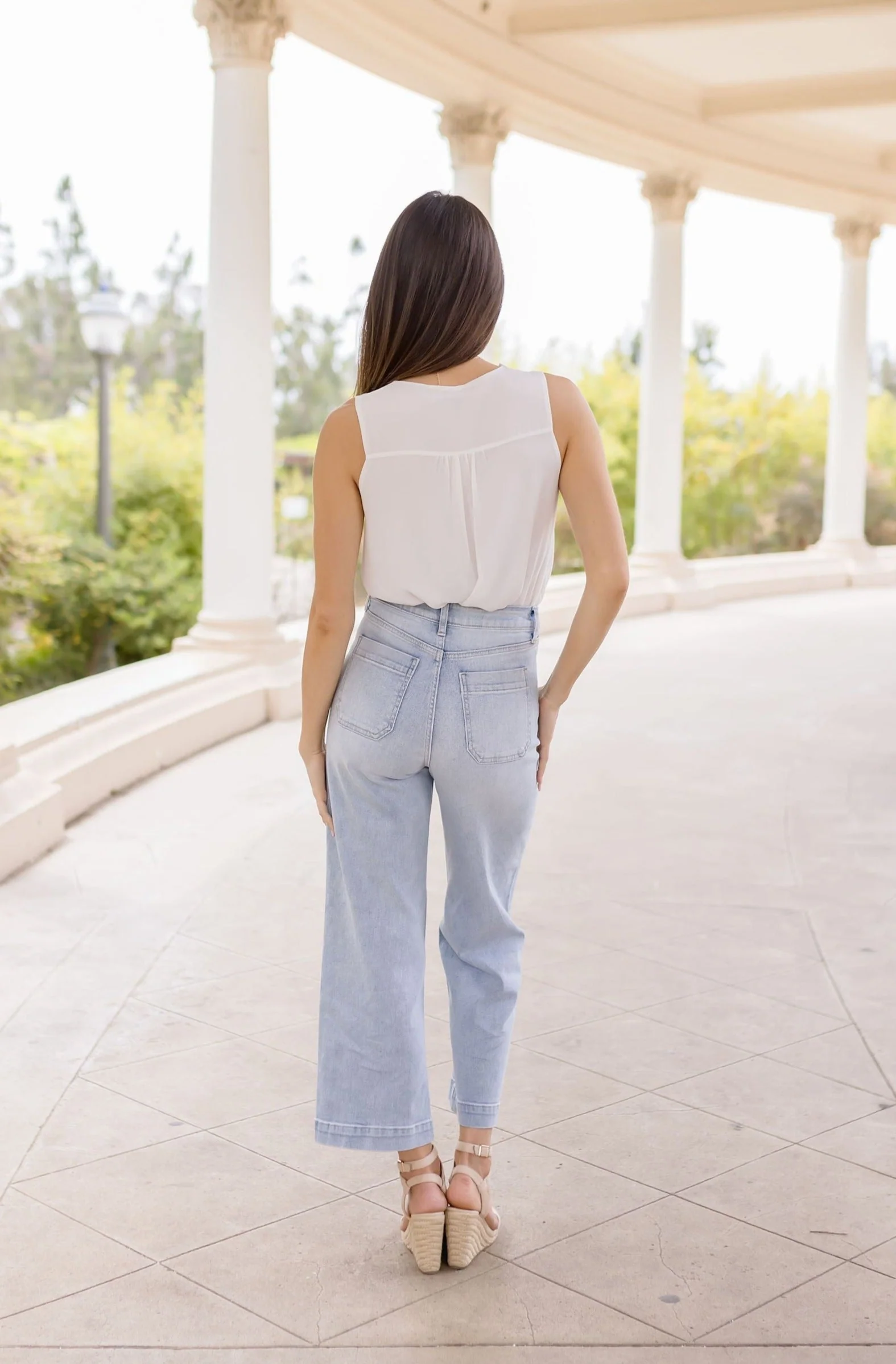Juniper Sleeveless Surplice Neckline Top White