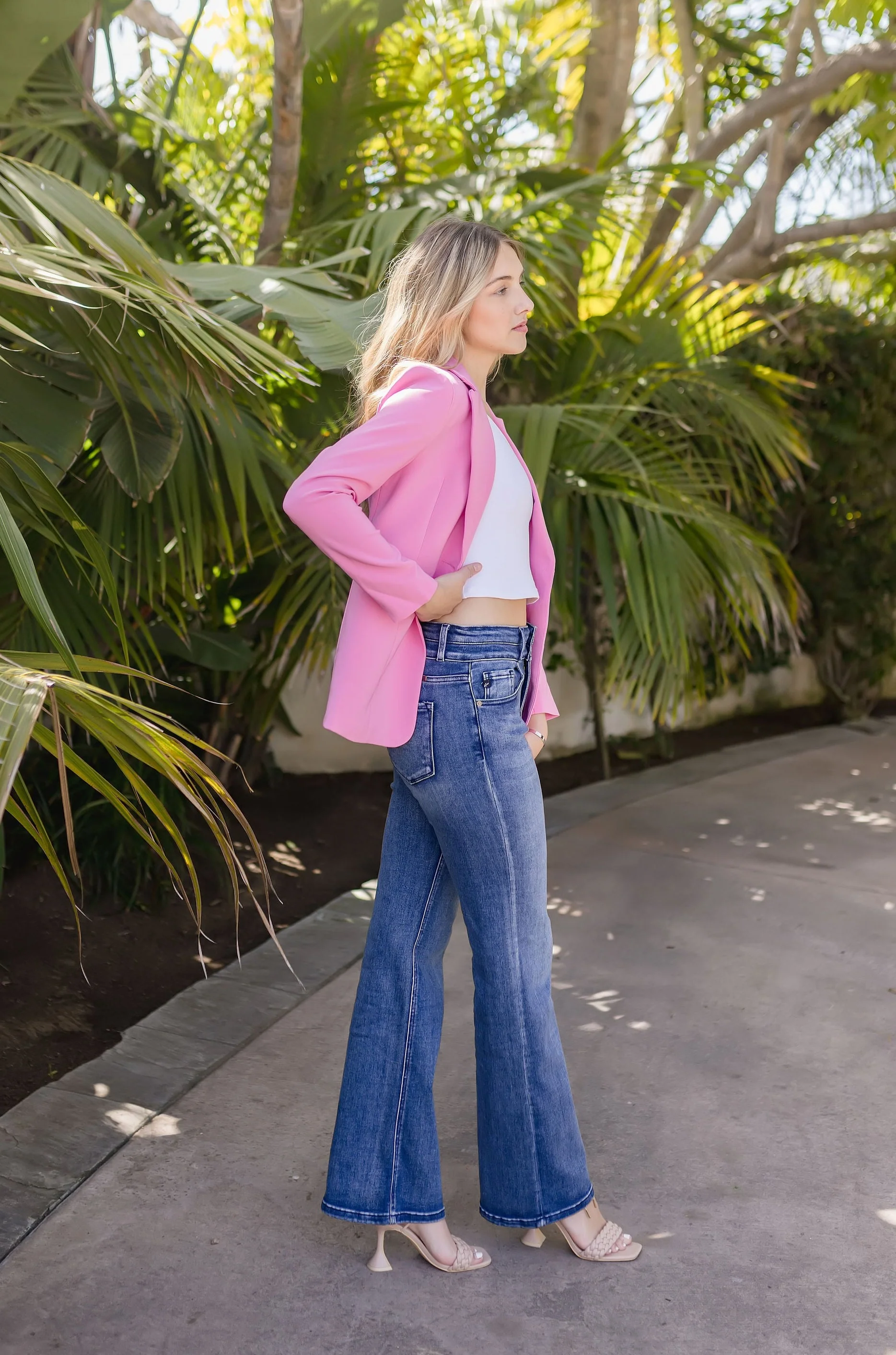 Brianna Notched Lapel Blazer Pink