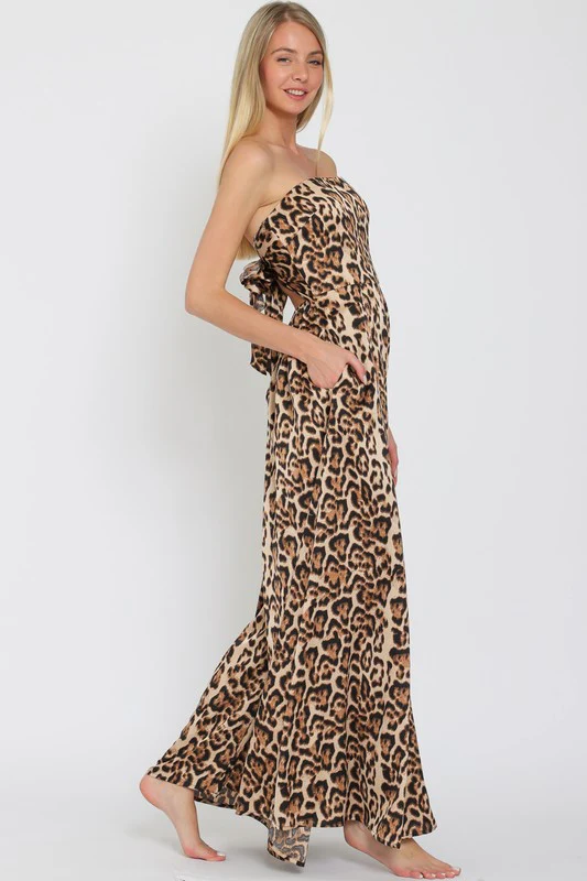 Waitlist 10/15 ♥ Francis Sleeveless Leopard Print Wide Leg Jumpsuit Brown
