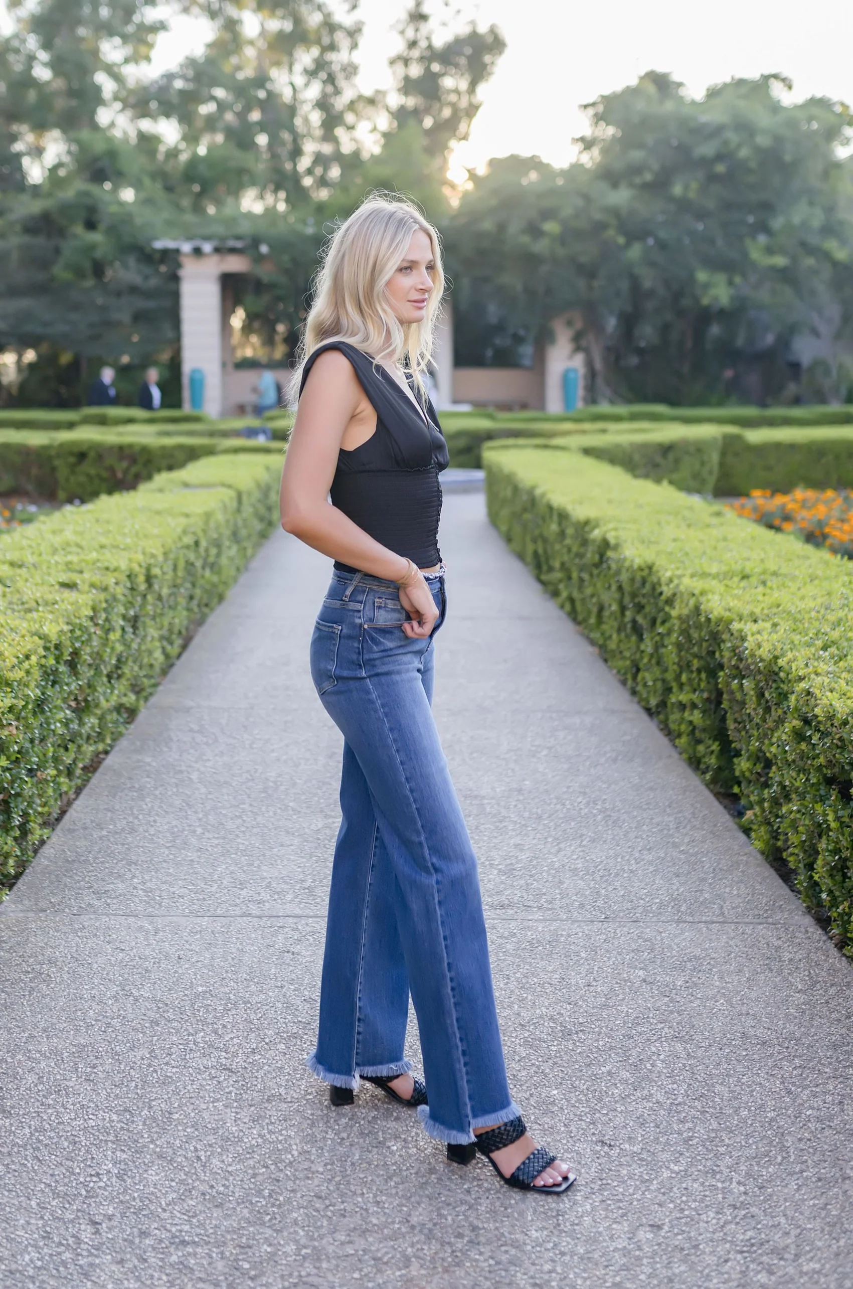Dorothy Sleeveless Deep V Neck Top Black