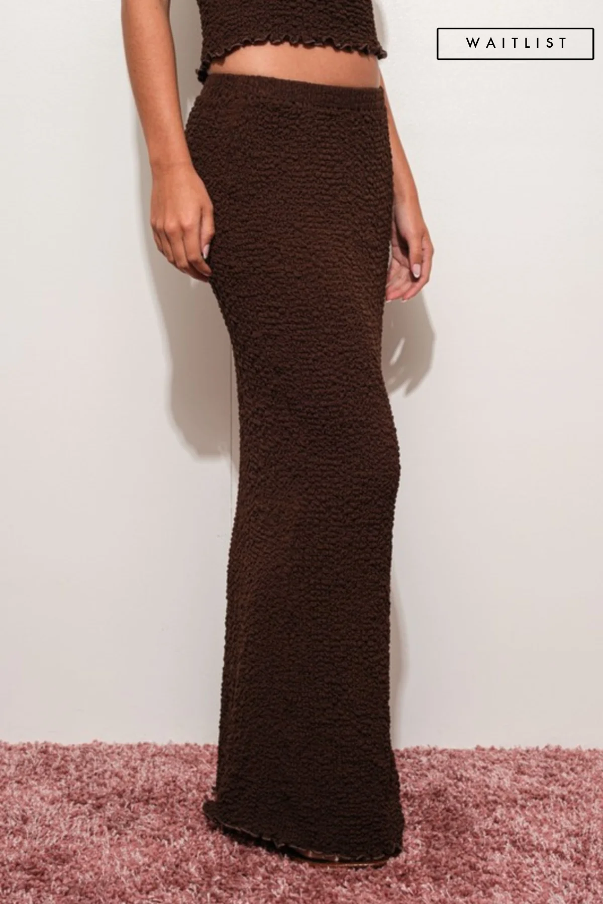 Waitlist 10/2 ♥ Jasmine Textured Maxi Skirt Brown