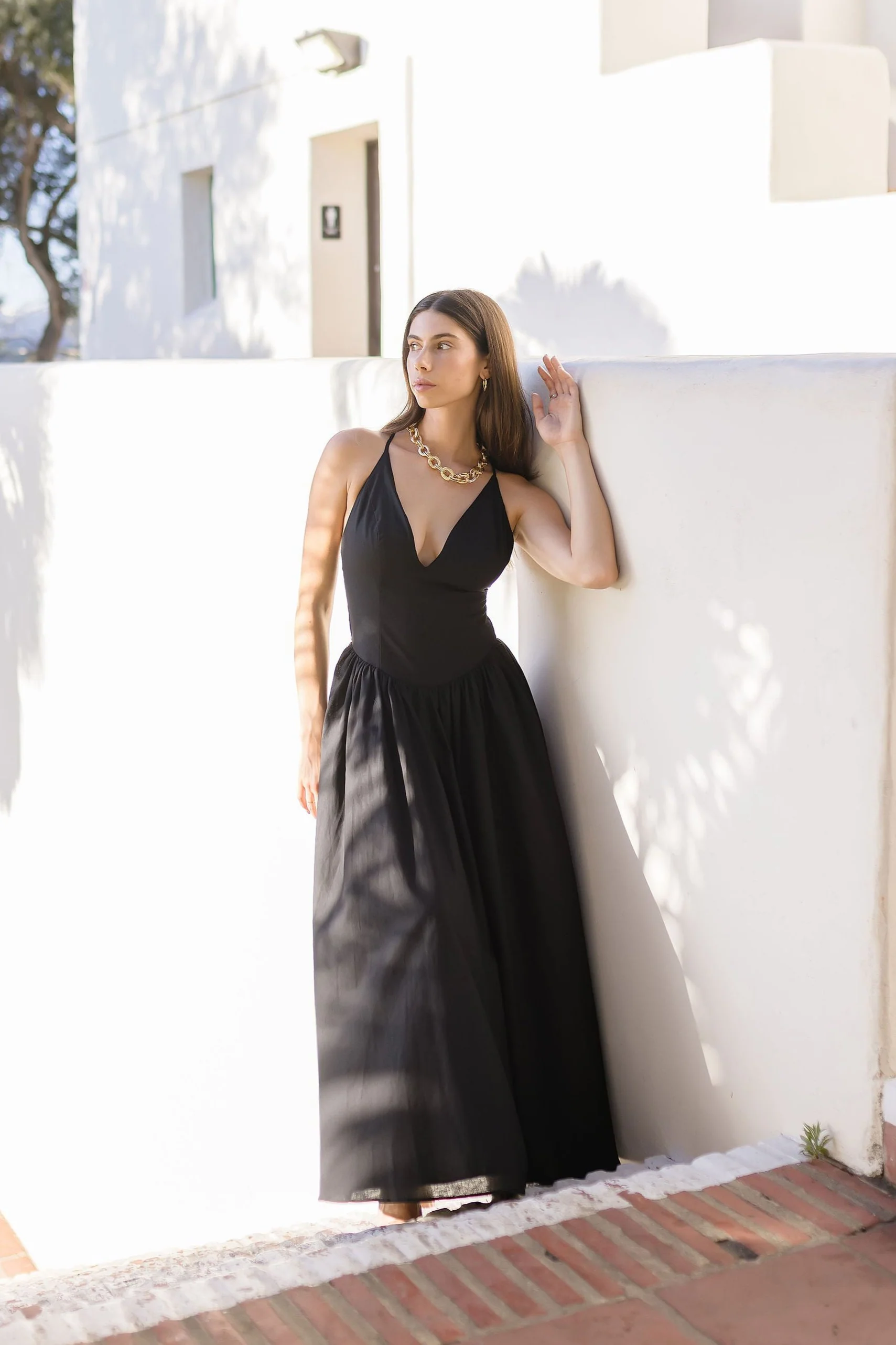 Francesca Sleeveless Cross Back Maxi Dress Black