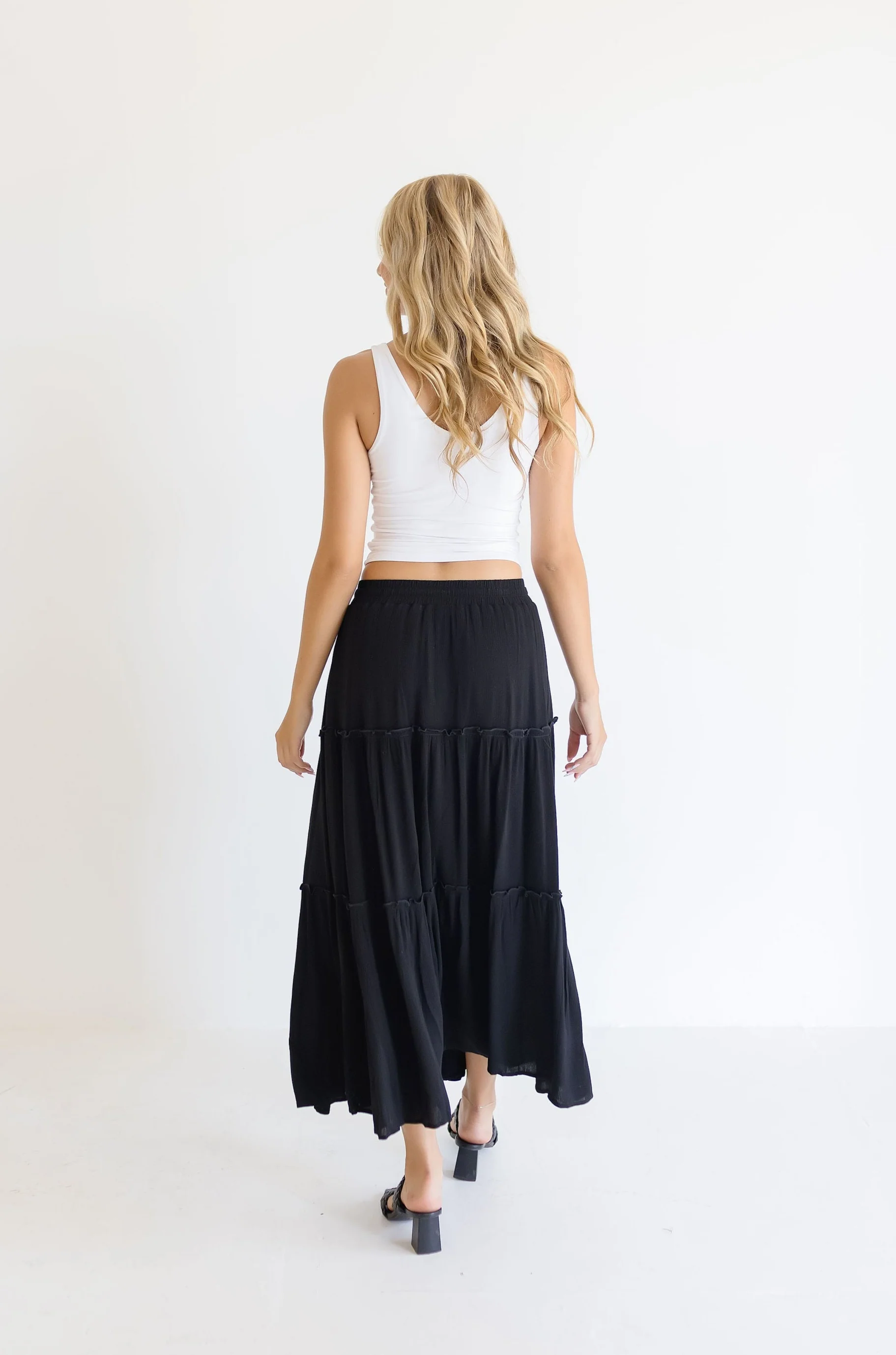 Maxine Tiered Maxi Skirt Black