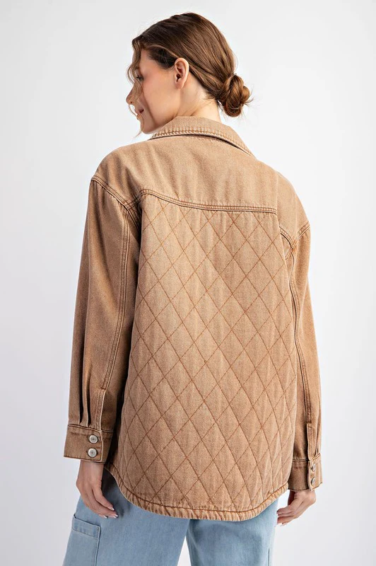 Waitlist 9/8 ♥ Heidi Long Sleeve Button Down Quilted Jacket Brown