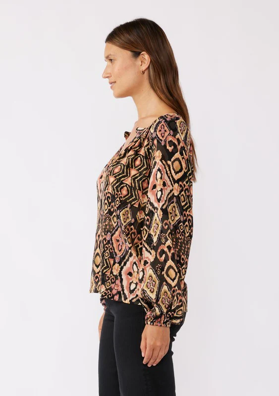 Waitlist 9/25 ♥ Autumn Long Sleeve Abstract Print Top Black