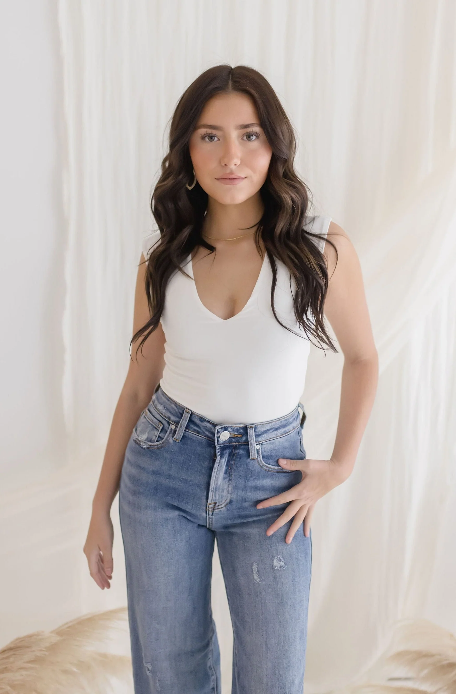 Jeanette Sleeveless Bodysuit White