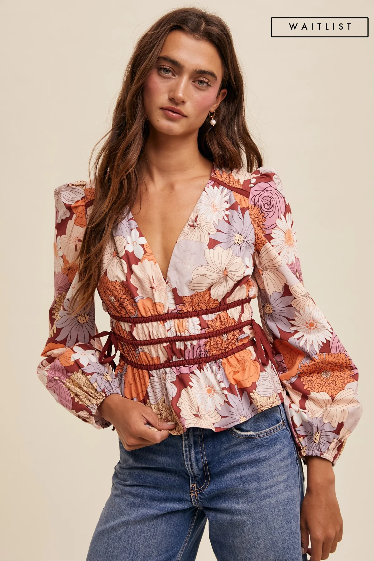 Waitlist 9/12 ♥ Harmony Long Sleeve Floral Print Top Rust