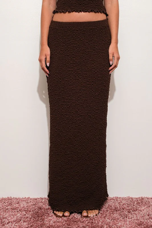 Waitlist 10/2 ♥ Jasmine Textured Maxi Skirt Brown