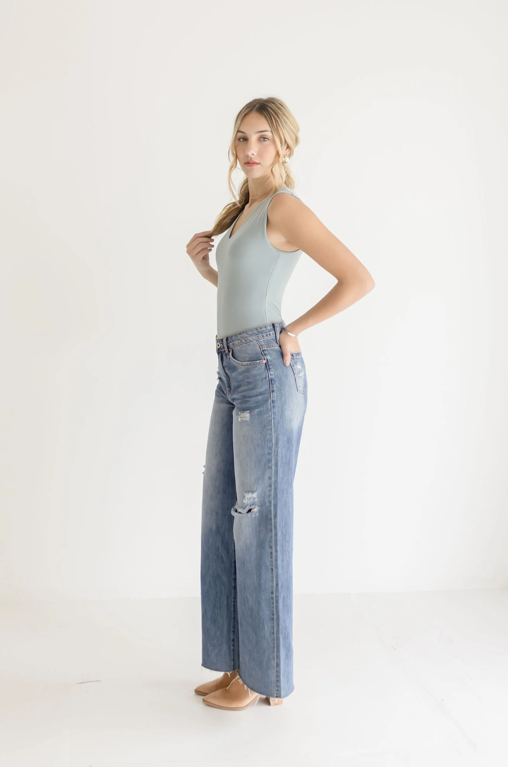 Jeanette Sleeveless Bodysuit Blue