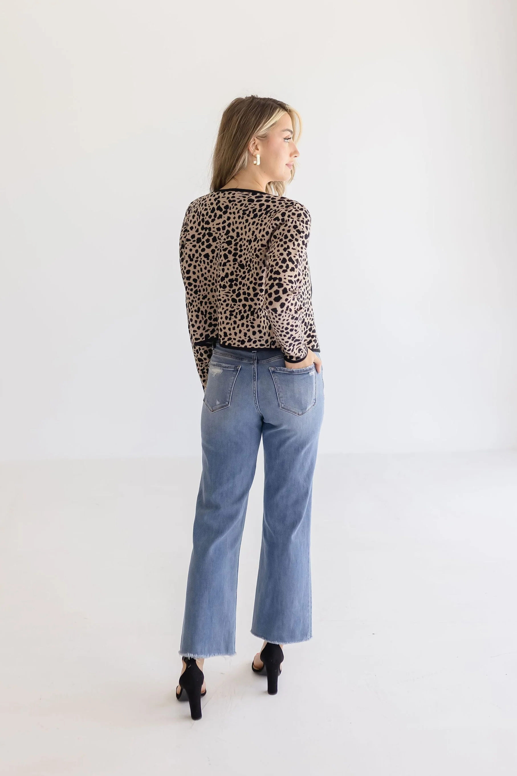 Andi Leopard Print Cami And Cardigan Set Khaki