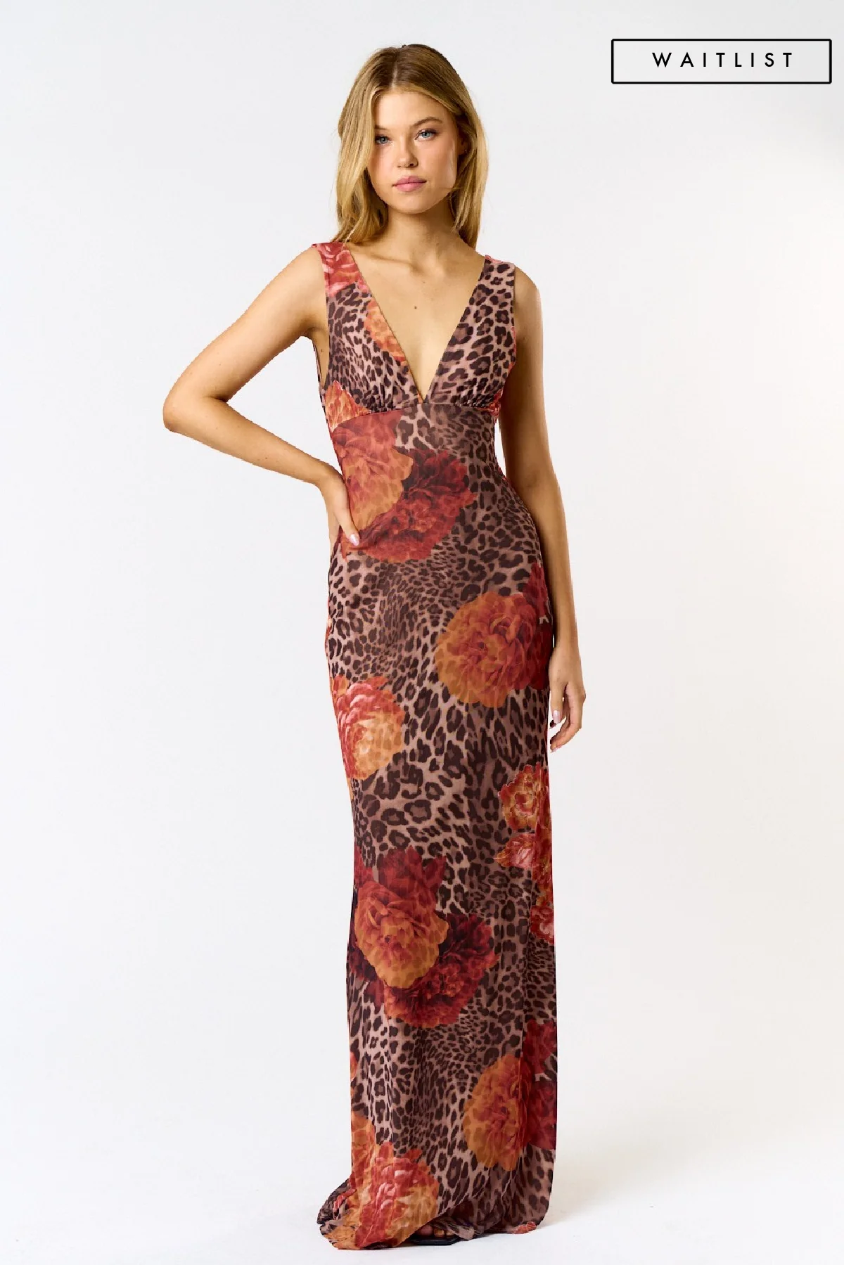Waitlist 10/2 ♥ Christine Sleeveless Leopard Floral Print Maxi Dress Brown