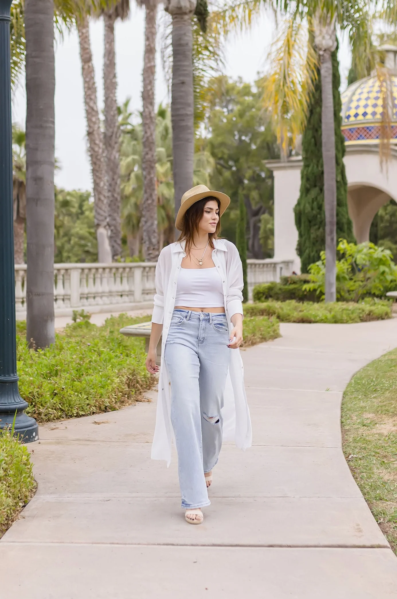 Donna Long Sleeve Snap Button Down Shirt Dress White