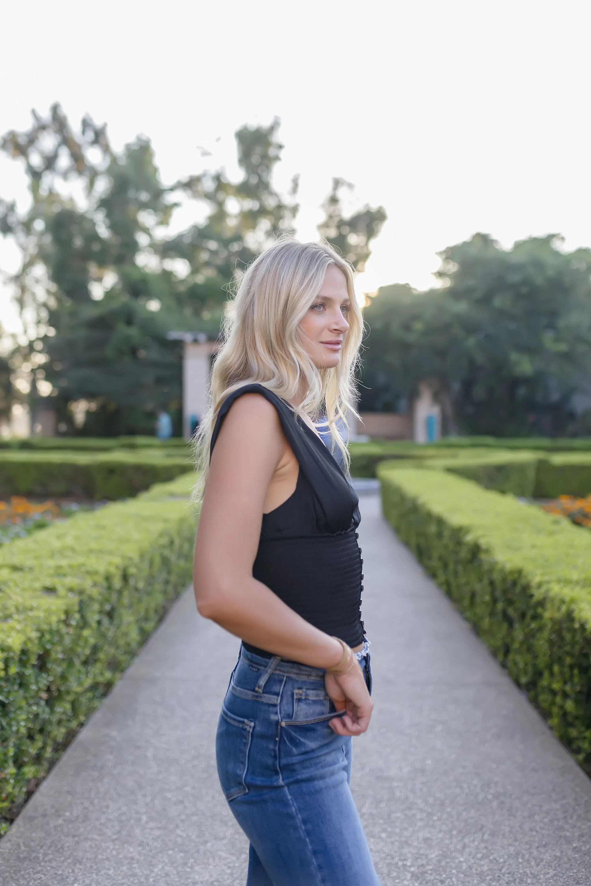 Dorothy Sleeveless Deep V Neck Top Black