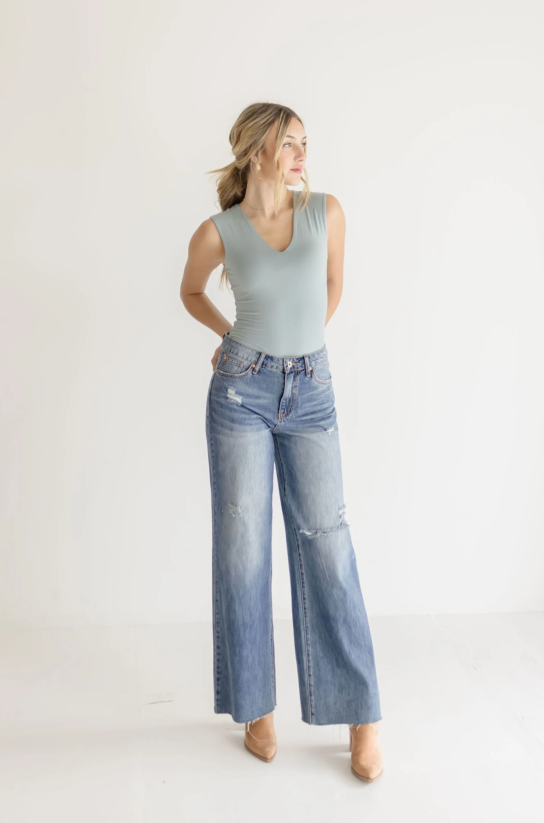 Jeanette Sleeveless Bodysuit Blue