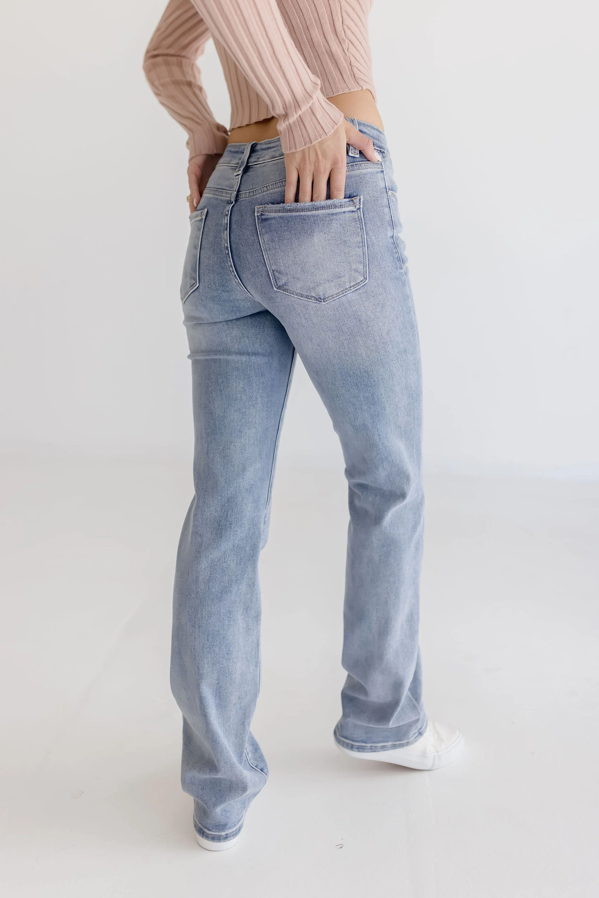 Ally Mid Rise Straight Leg Jeans Medium Wash