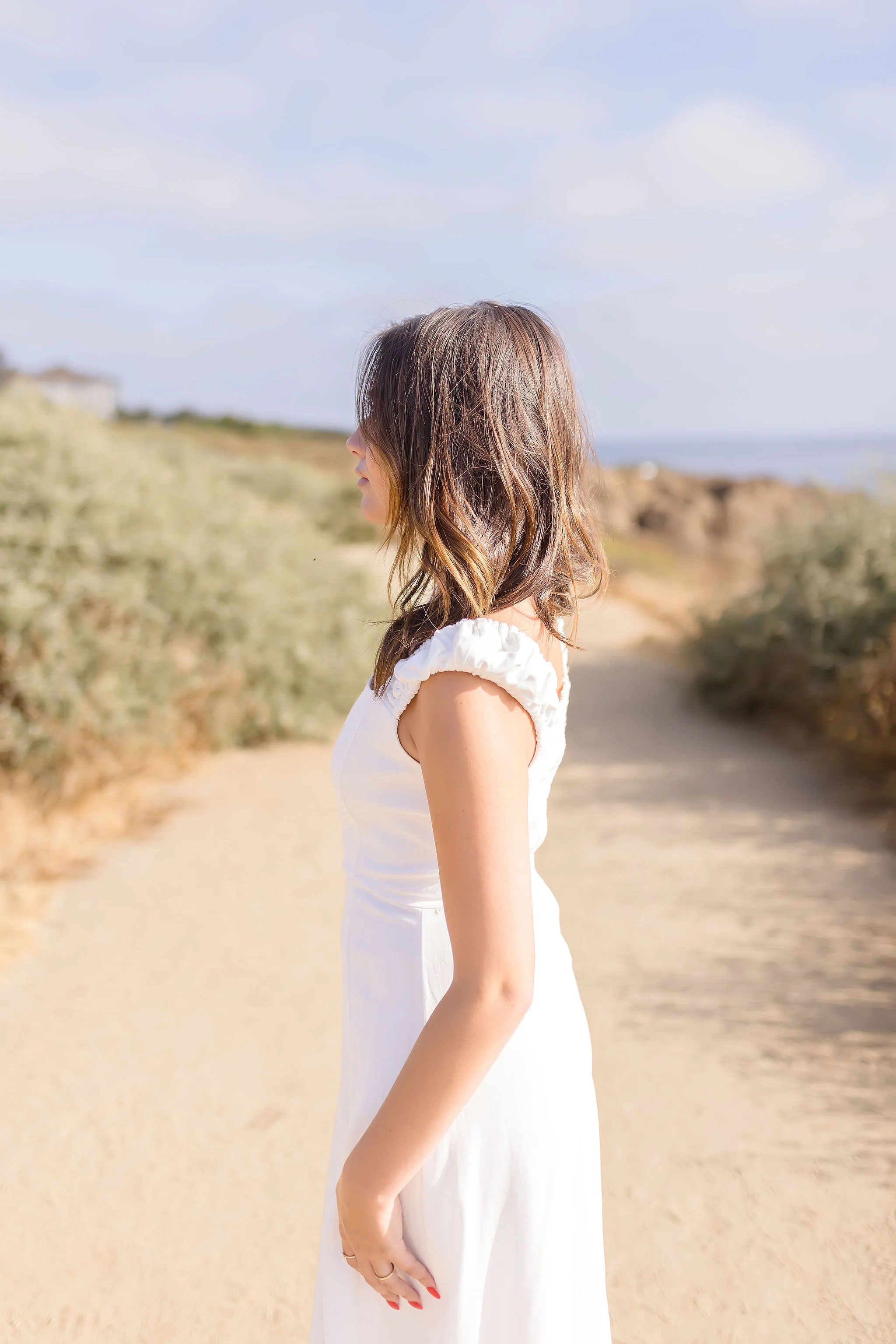 Alexandra Cap Sleeve Linen Midi Dress White