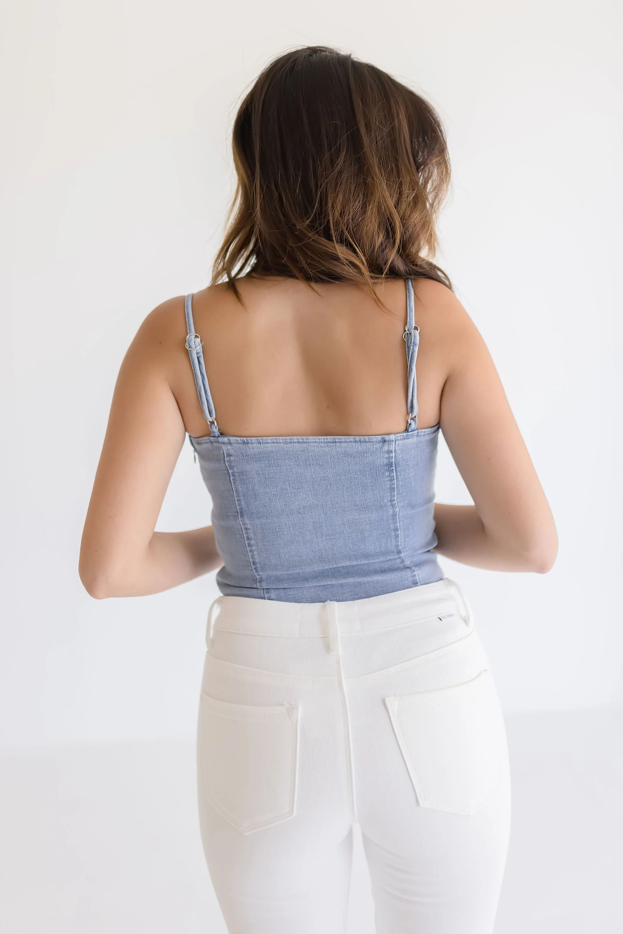 Tess Sleeveless Denim Bodysuit Medium Wash